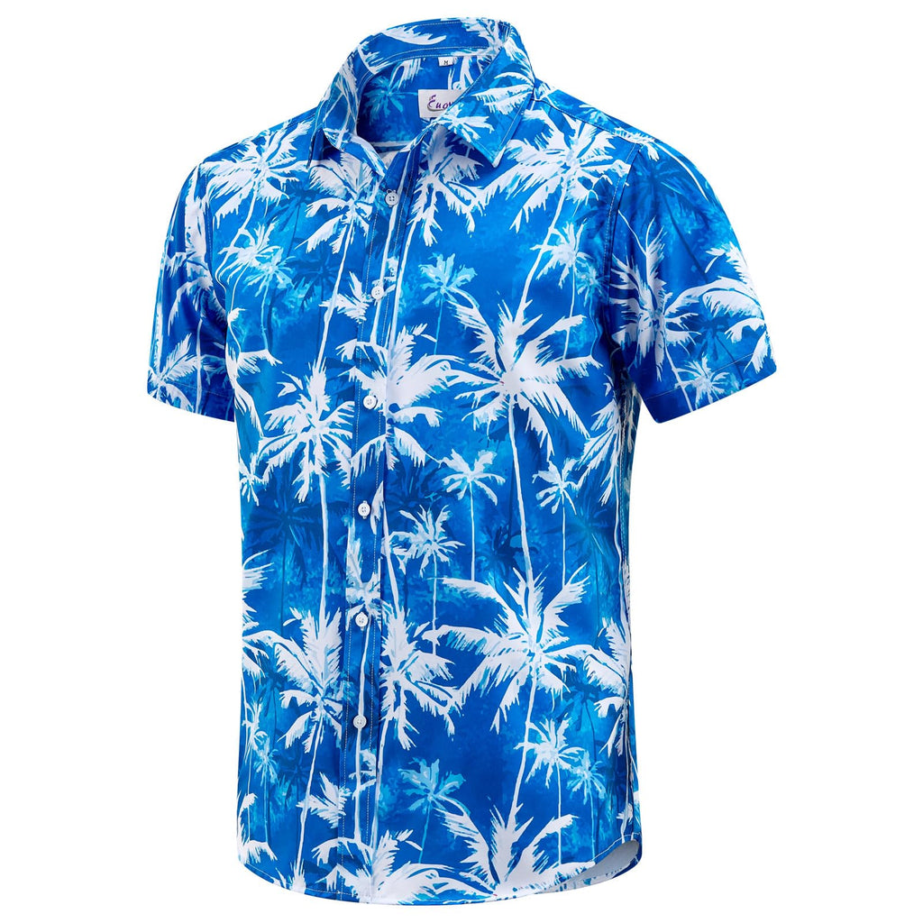 EUOW Men's Hawaiian Shirt Short Sleeve Printed Button Down Beach Shirts