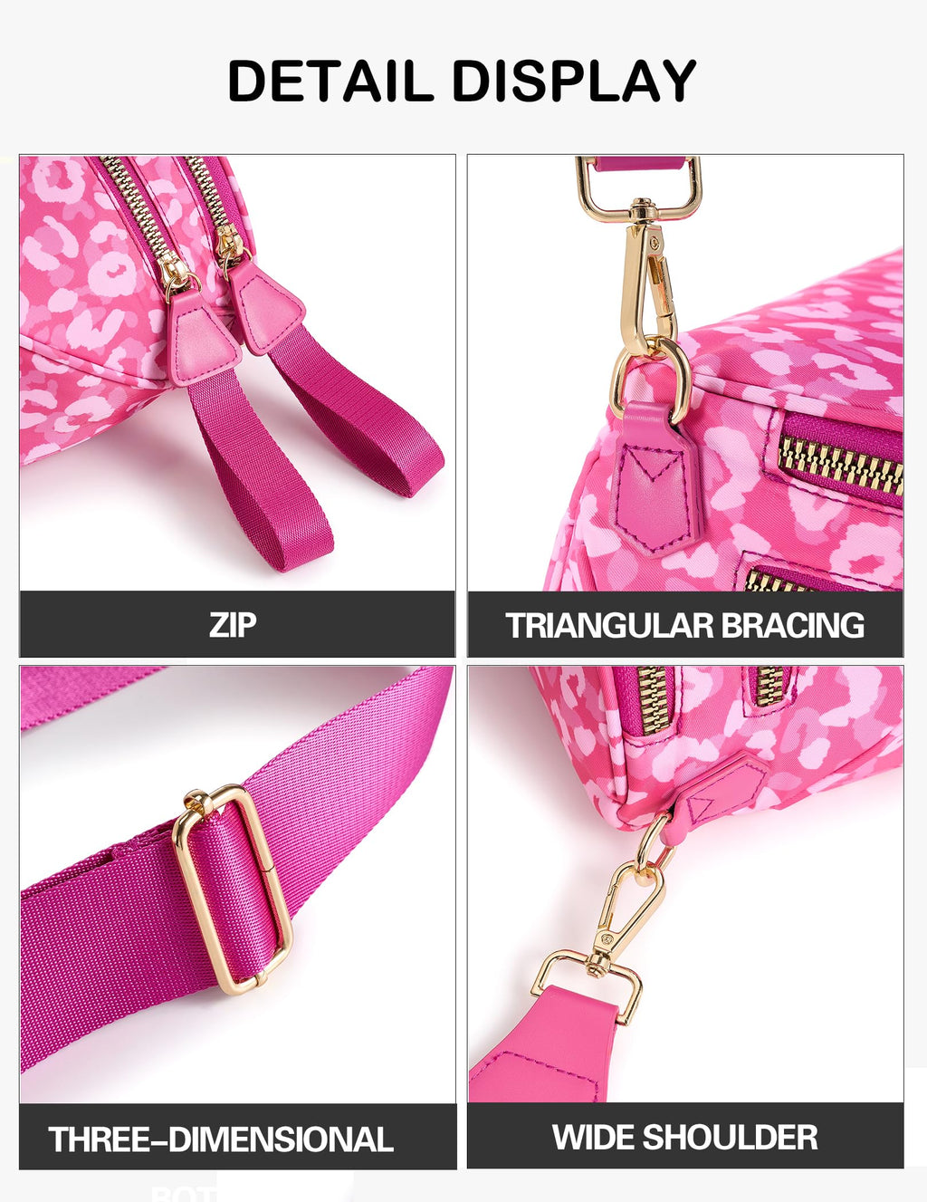 FEIBOON Spacious Nylon Crossbody Bag Bum Bag Handbags Wallets Purses Trendy Shoulder Bag for Women