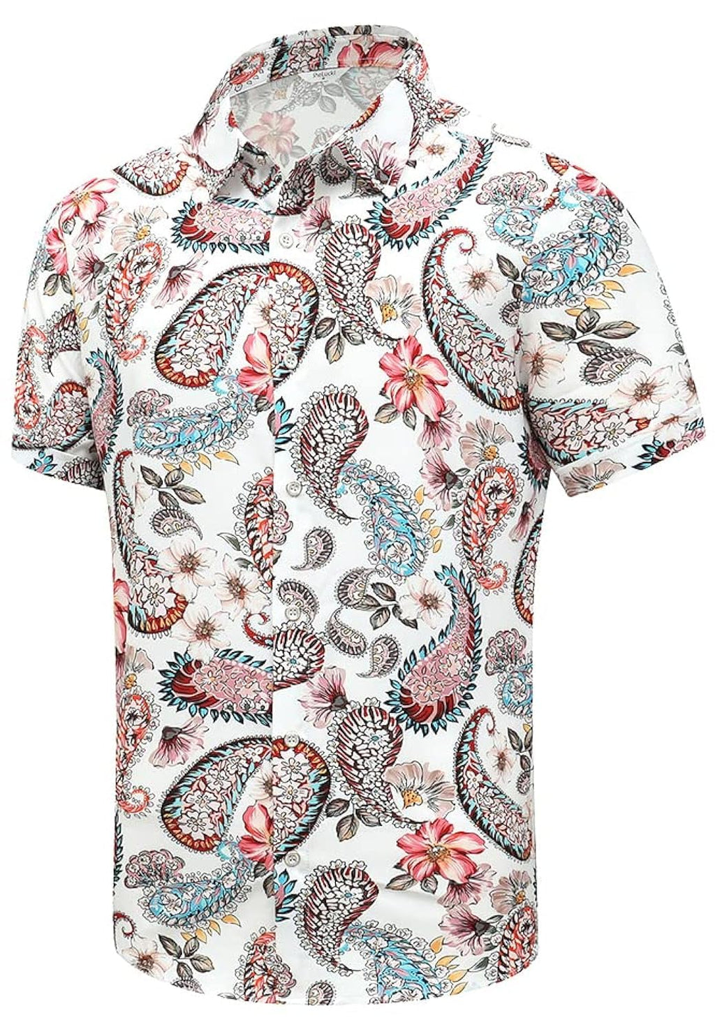SheLucki Hawaiian Shirt for Men, Unisex Summer Beach Casual Short Sleeve Button Down Shirts, Printed Palmshadow Clothing