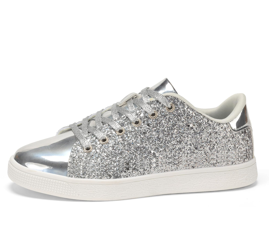 LUCKY STEP Women's Sparkly Glitter Shoes Bling Shiny | Sparkle Bedazzled Fashion Sneaker for Walking Wedding | Dressy Versatile Casual Style