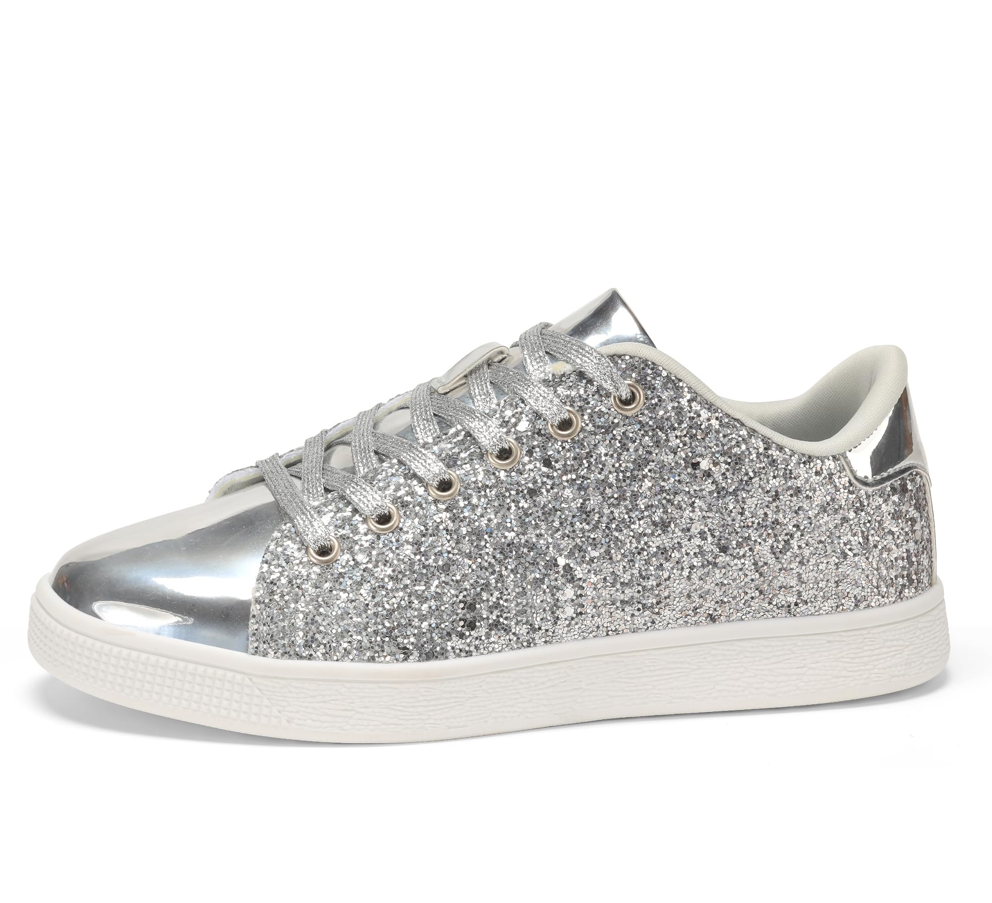 LUCKY STEP Women's Sparkly Glitter Shoes Bling Shiny | Sparkle Bedazzled Fashion Sneaker for Walking Wedding | Dressy Versatile Casual Style