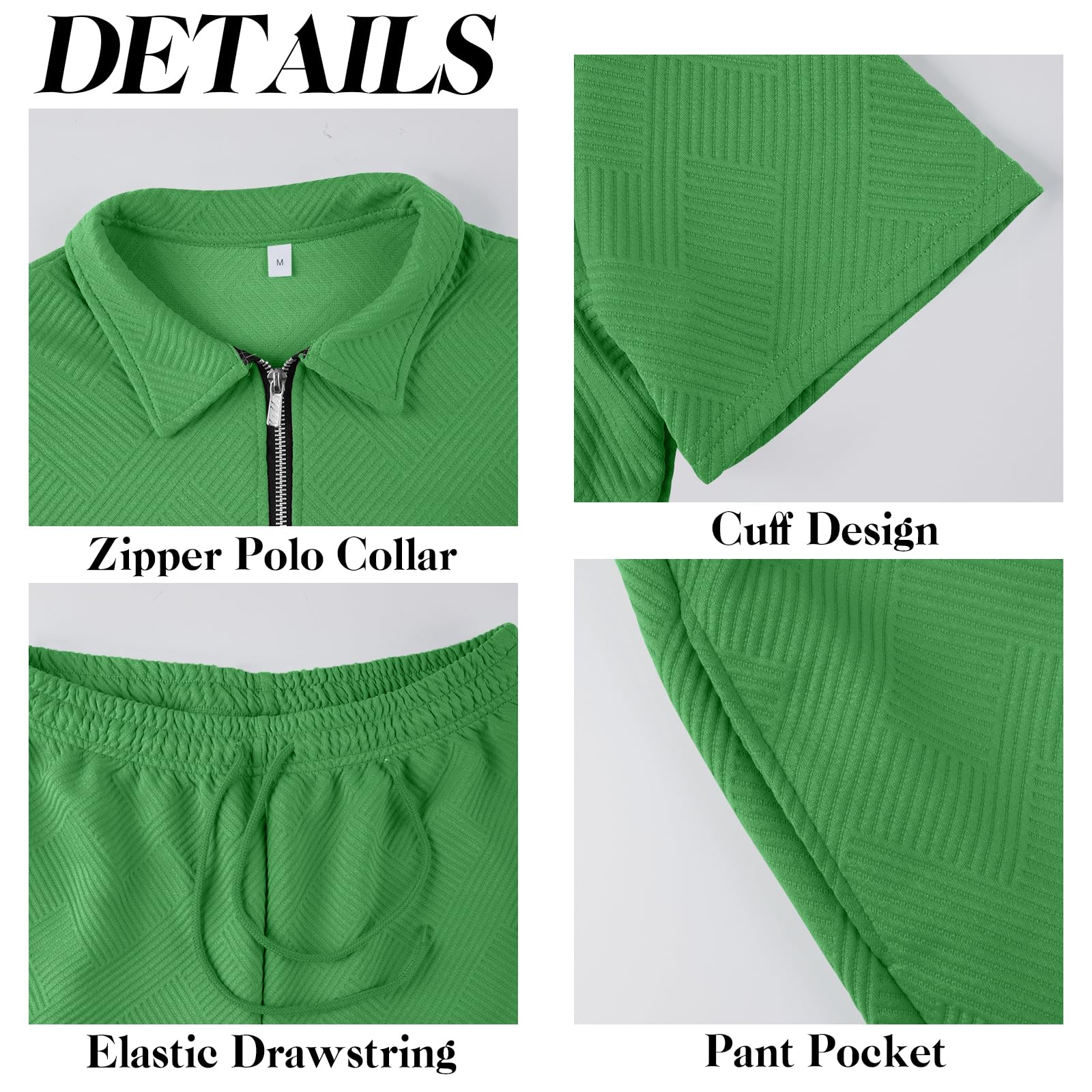 Aulemen Mens 2 Piece Zip Tracksuit Short Sleeve Set Summer Outfits for Men | Polo Shirt and Shorts Sets Activewear Short Set