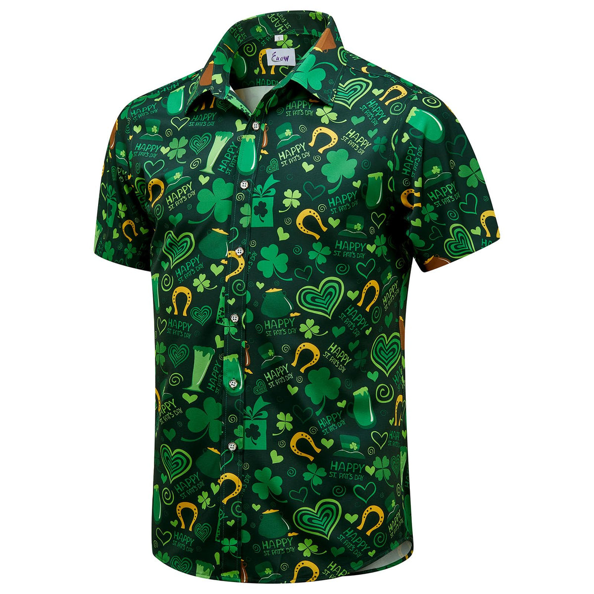 EUOW Men's Hawaiian Shirt Short Sleeve Printed Button Down Beach Shirts