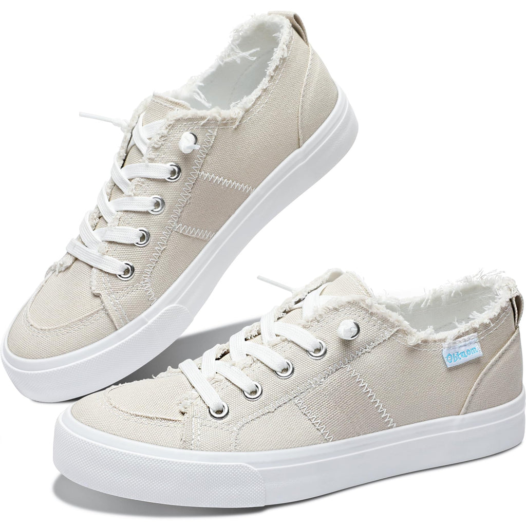 Obtaom Women's Play Fashion Sneaker White Color Washed and Leopard Canvas Slip on Shoes