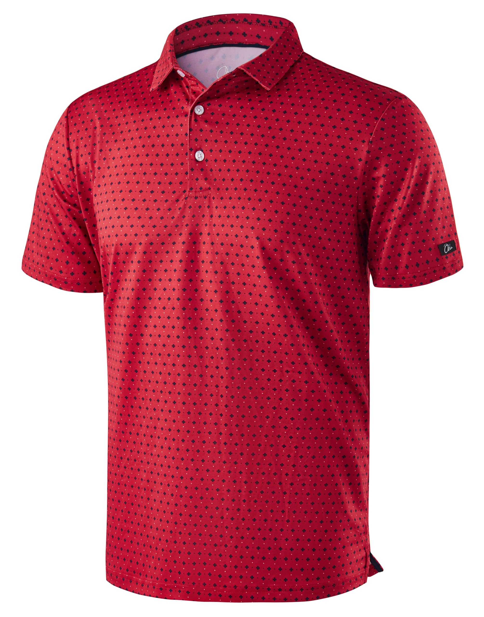 Obla Men's Golf Polo Shirts Print Short Sleeve Dry Fit Collared Shirt | Moisture Wicking, Performance, Lightweight, Casual, Polo Shirts for Men
