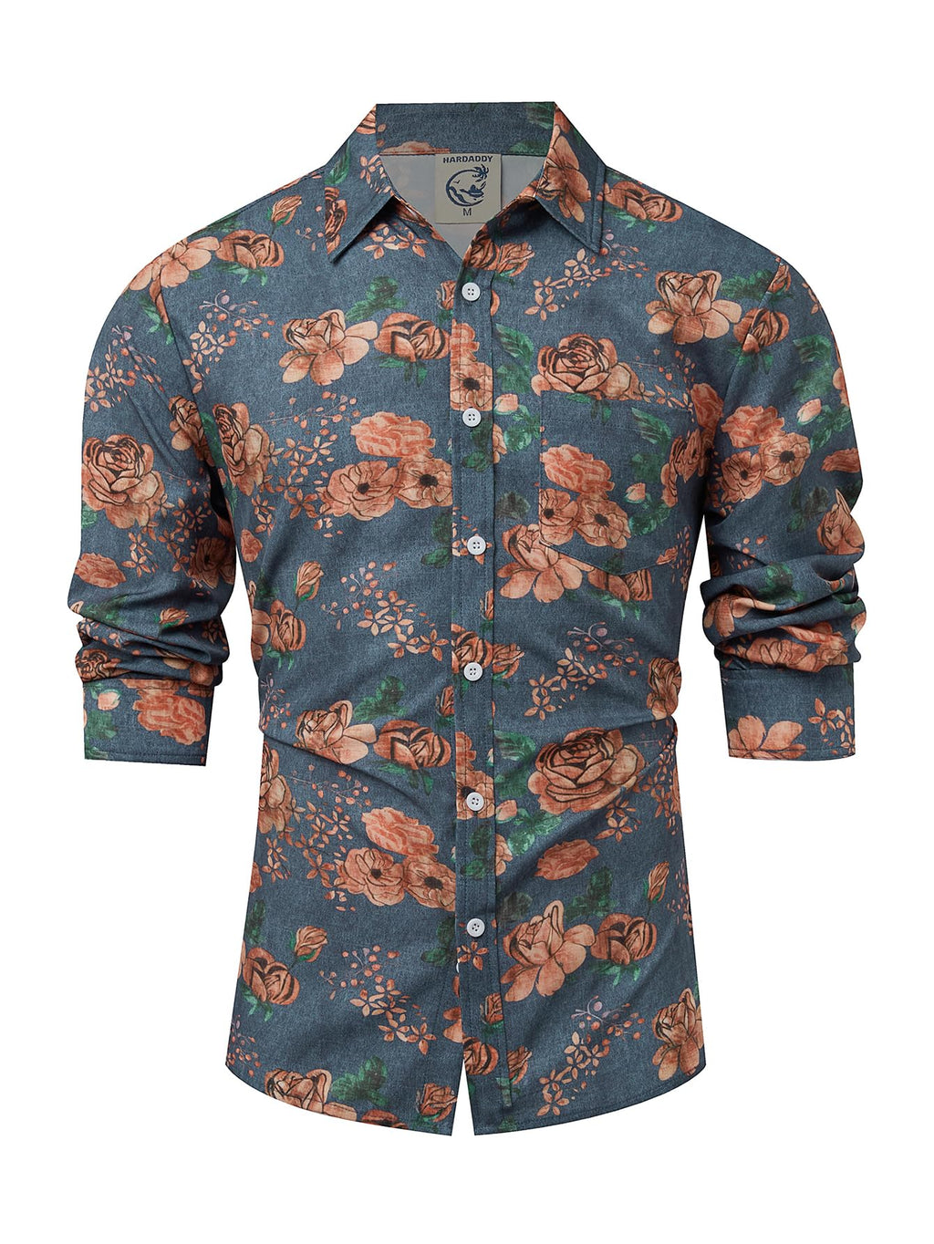 Hardaddy Men's Tropical Floral Button Down Long Sleeve Hawaiian Shirt Flower Printed Beach Shirts