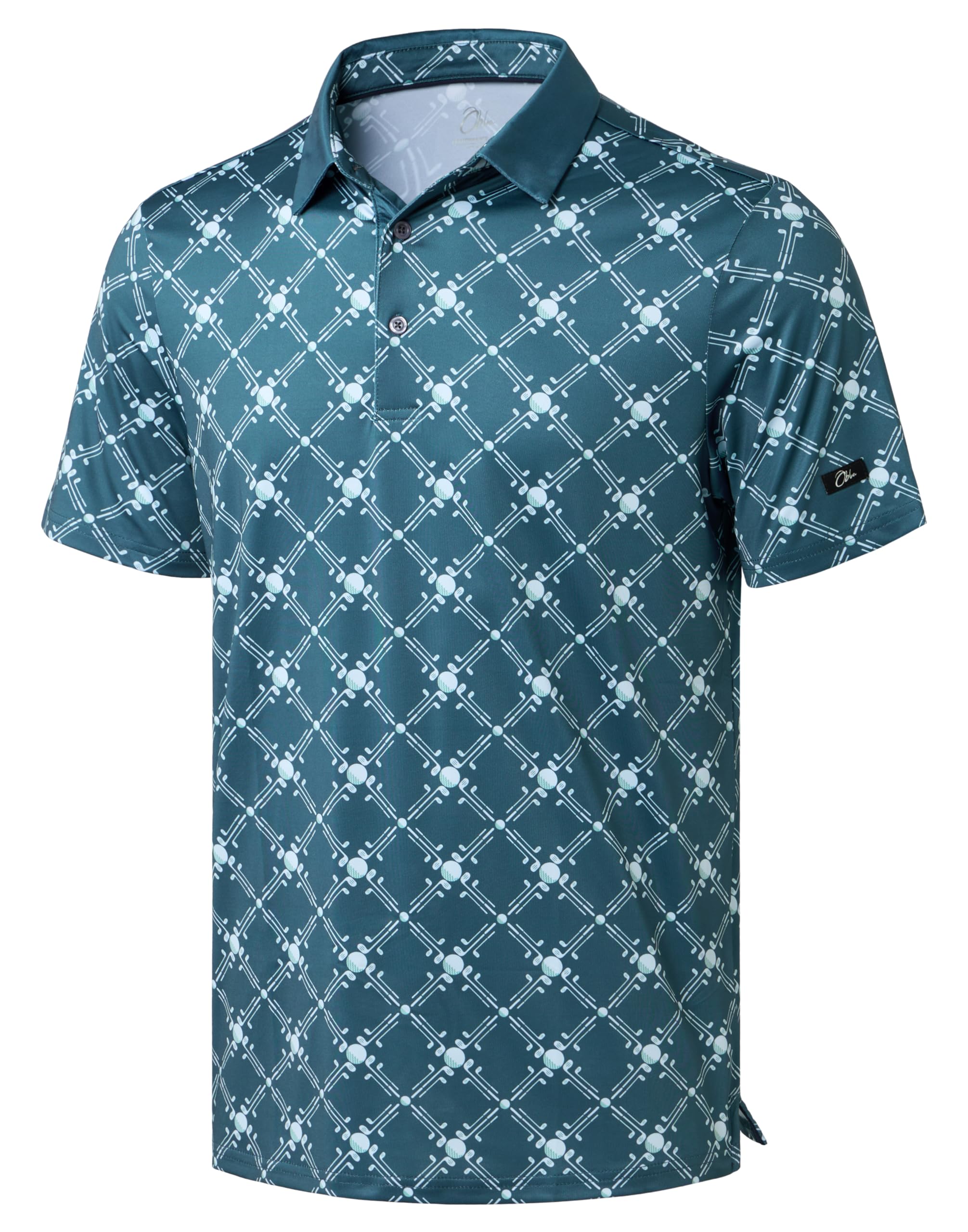 Obla Men's Golf Polo Shirts Print Short Sleeve Dry Fit Collared Shirt | Moisture Wicking, Performance, Lightweight, Casual, Polo Shirts for Men