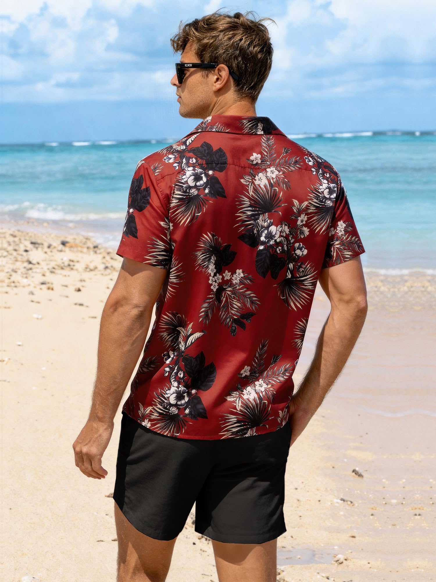 JEMLDL Men's Hawaiian 2 Piece Outfits Floral Button Down Shirts & Linen Shorts Sets Summer Beach Travel Clothes
