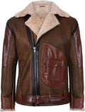 Men’s Brown Crossover B3 Sheepskin Aviator Flying Leather Biker Jacket