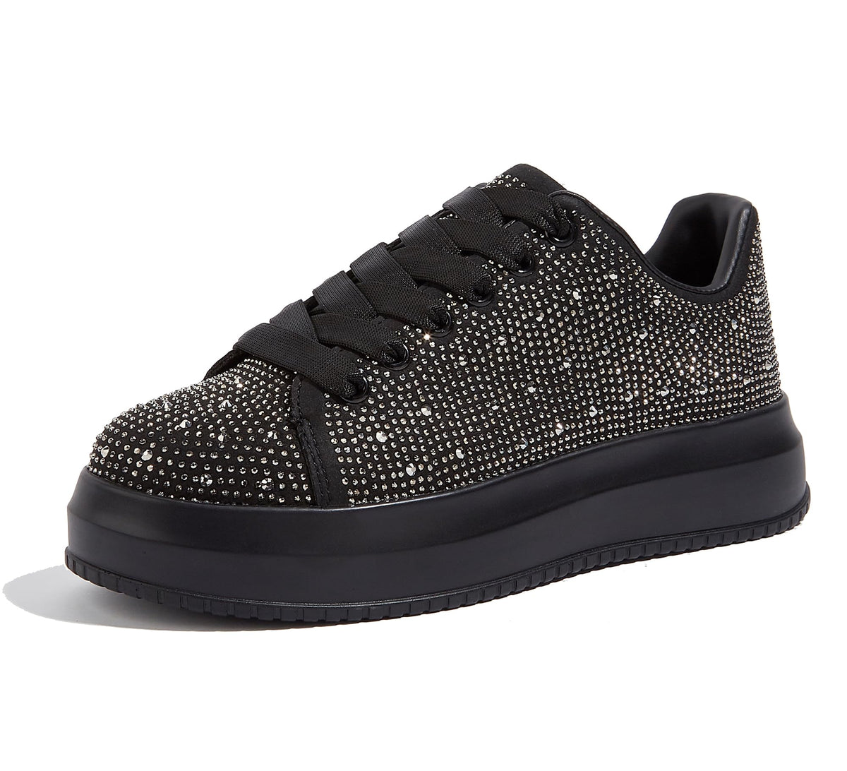 LUCKY STEP Rhinestone Platform Sneakers for Women | Sparkly Glitter Bling Tennis Shoes Fashion Wedding Party Walking Sneakers