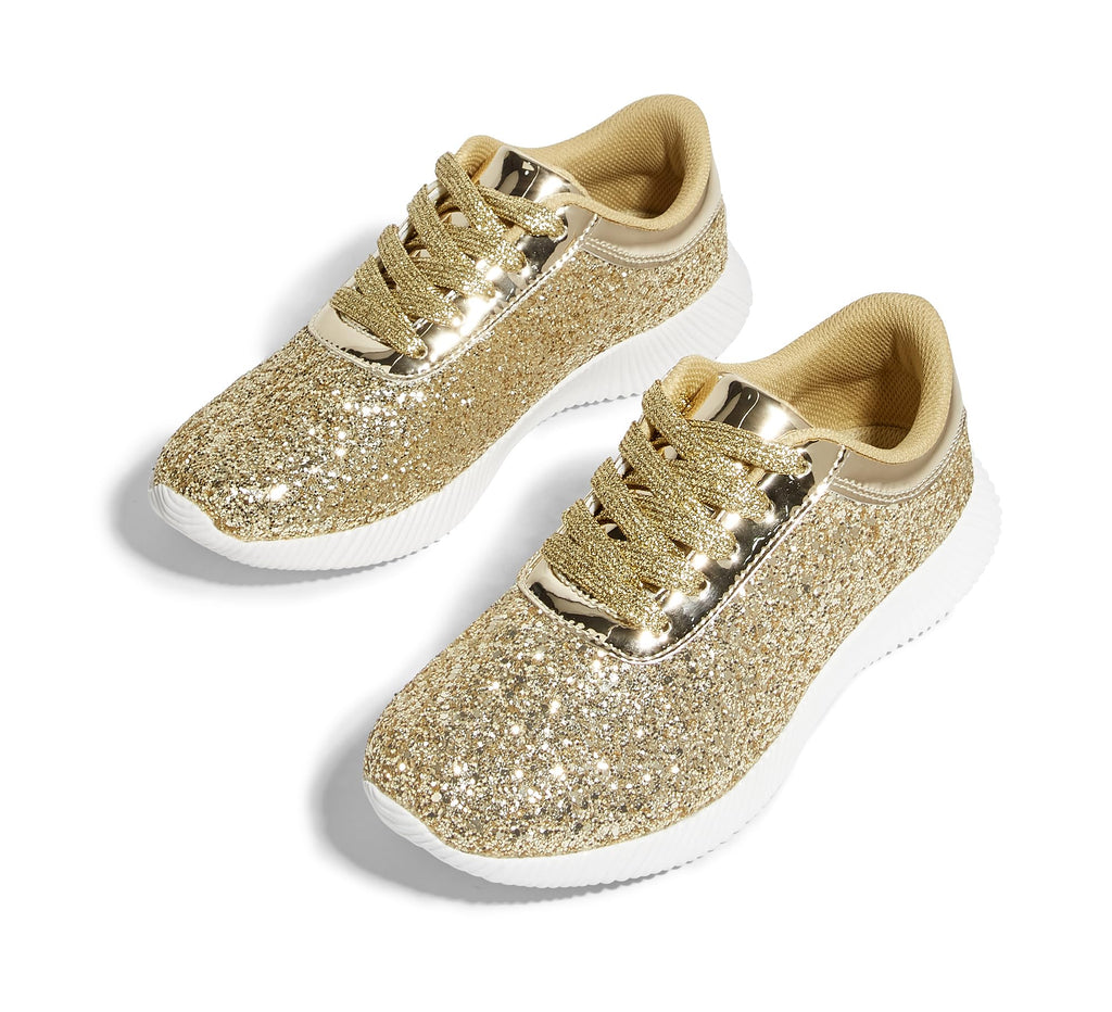 BELOS Women Glitter Sparkly Fashion Sneakers | Lightweight Metallic Sequins Tennis Shoes Casual Retro Braided Walking Shoes