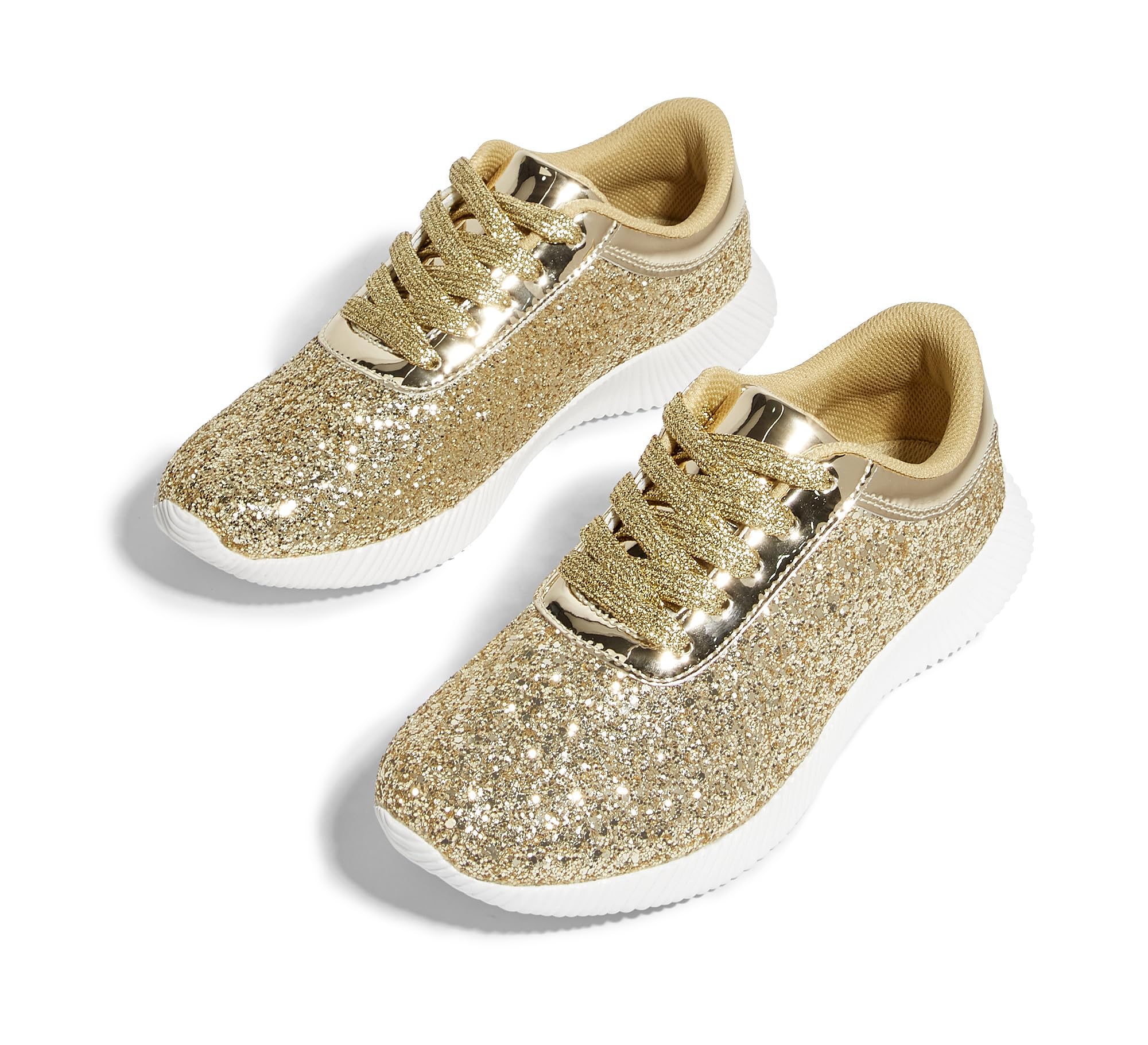 BELOS Women Glitter Sparkly Fashion Sneakers | Lightweight Metallic Sequins Tennis Shoes Casual Retro Braided Walking Shoes