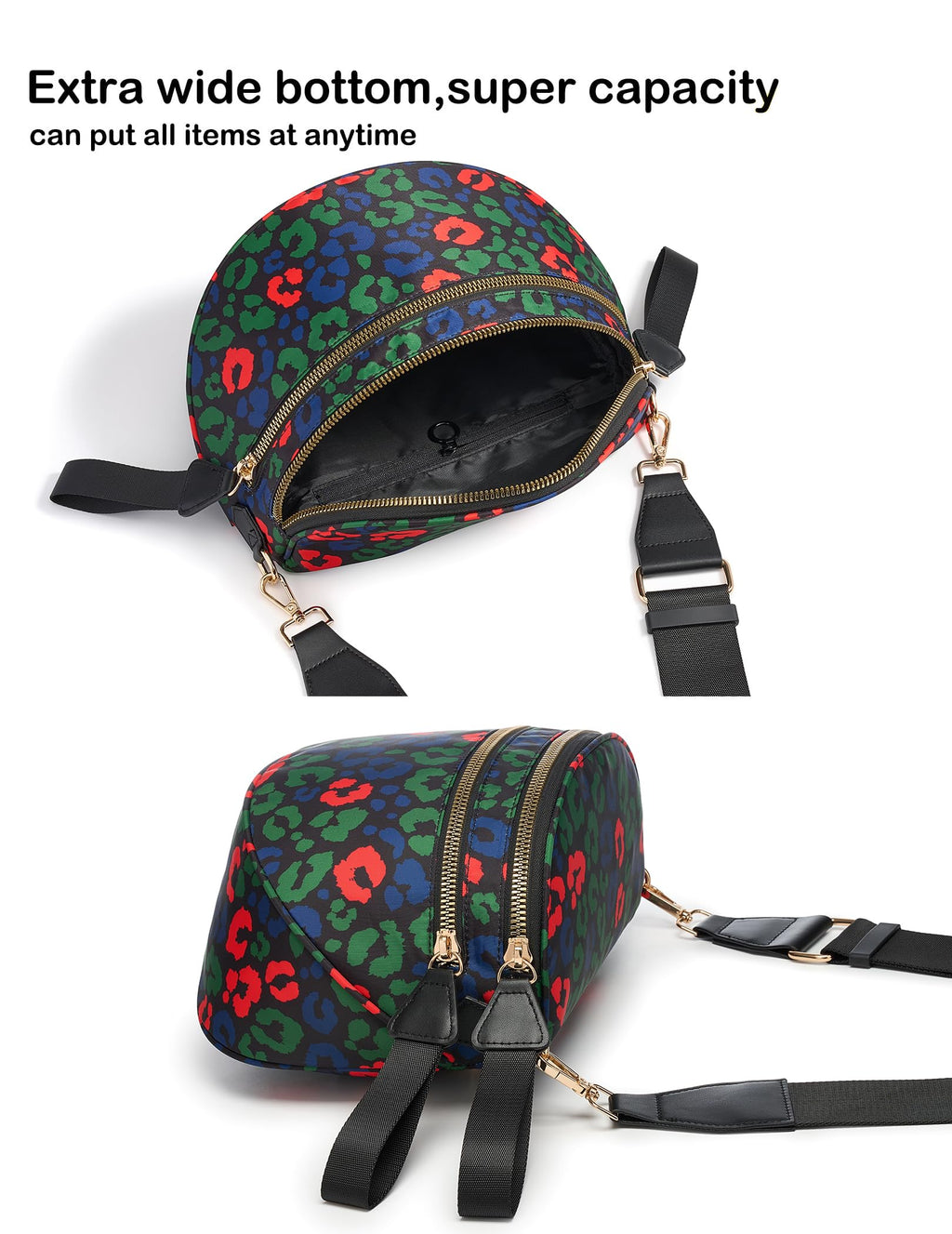 FEIBOON Spacious Nylon Crossbody Bag Bum Bag Handbags Wallets Purses Trendy Shoulder Bag for Women