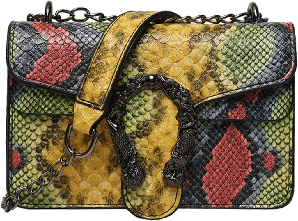 Women Synthetic Leather Crossbody Purse Bags,Fashion Snake Printed Leather Shoulder Bags,Small Clutch Bags