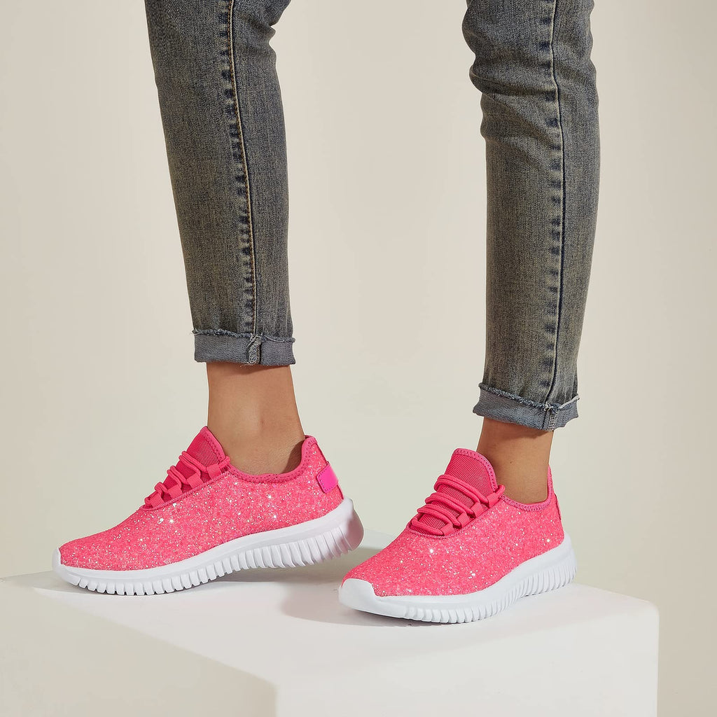 K KIP WOK Fashion Glitter Sneakers for Womens Silp On Running Shoes Lightweigt Tennis Walking Sneakers