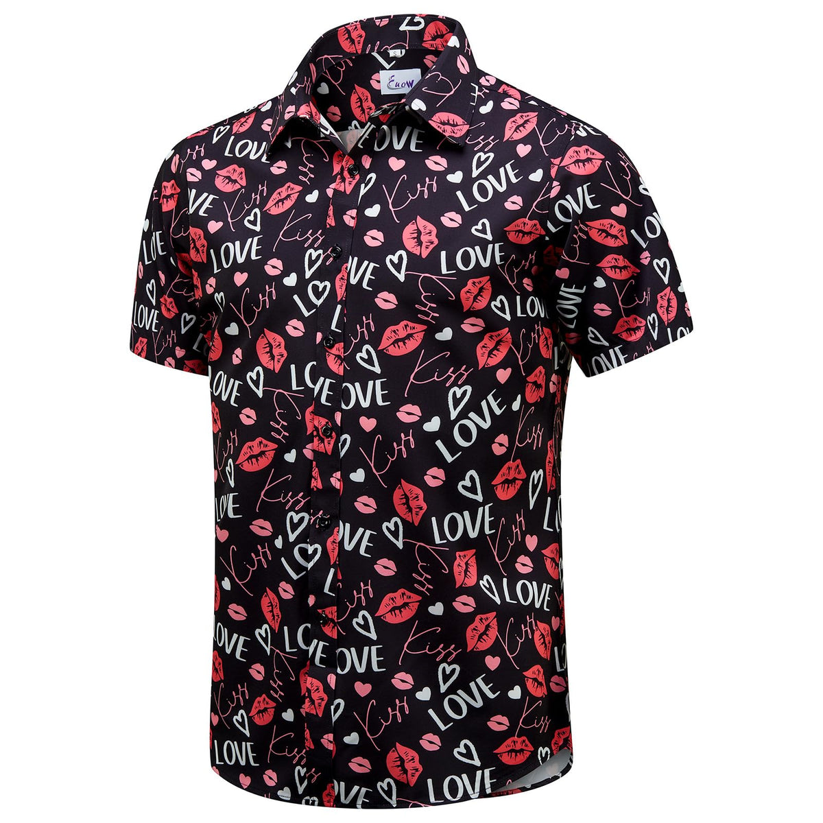 EUOW Men's Hawaiian Shirt Short Sleeve Printed Button Down Beach Shirts