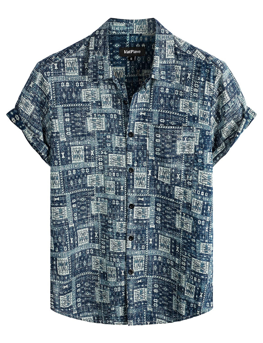 VATPAVE Mens Hawaiian Shirts Casual Summer Short Sleeve Button Down Shirts | Beach, Floral, Front Pocket, Cotton, Tropical, Vacation, Vintage, Printed, Cruise, Collared, Aloha, Party, Reverse Fabric