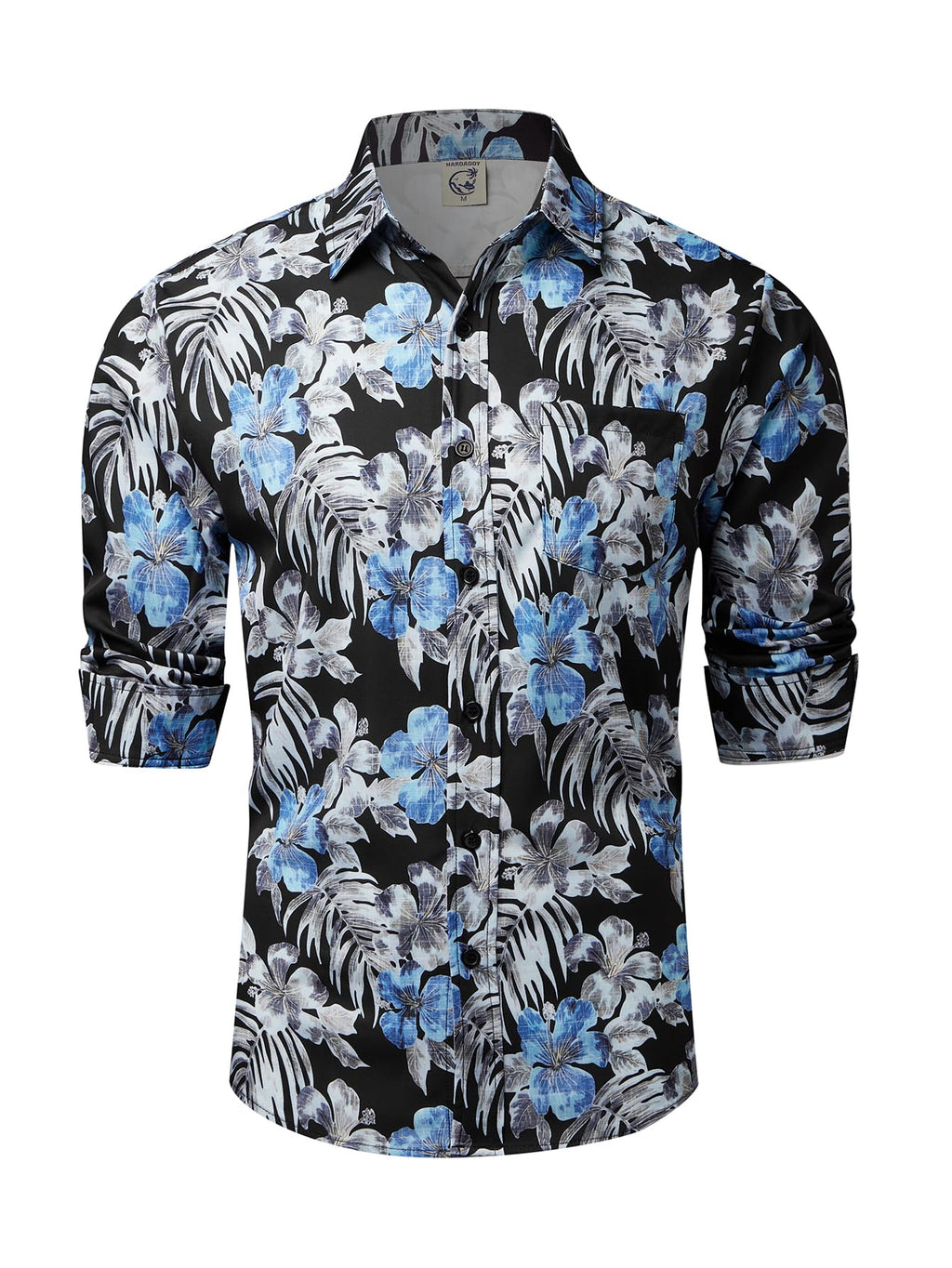 Hardaddy Men's Tropical Floral Button Down Long Sleeve Hawaiian Shirt Flower Printed Beach Shirts