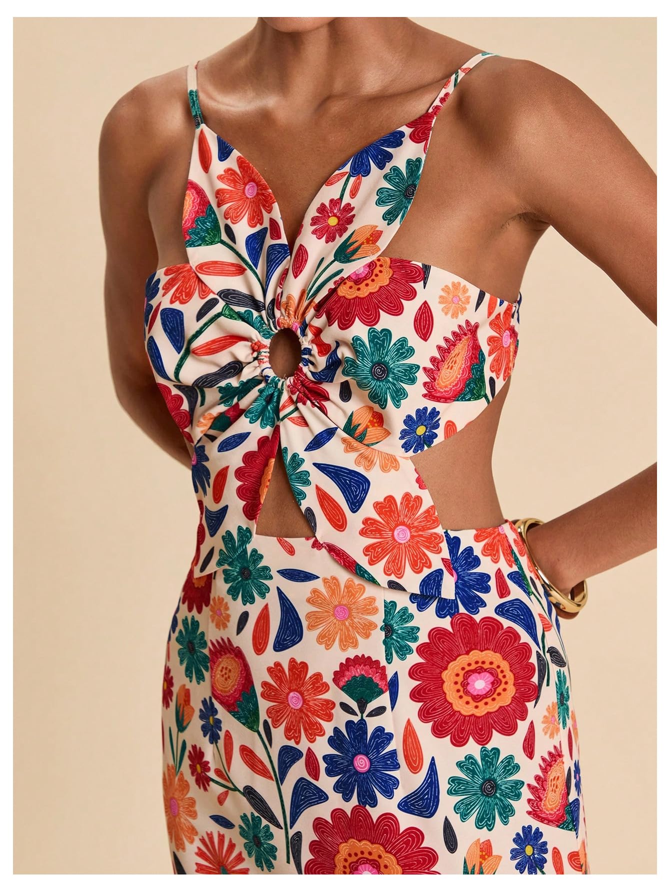 SHENHE Women's Petal Backless Linen Maxi Dress Cut Out Vacation Dresses | Keyhole, Spaghetti Strap, Open Back, Long Dress, Zipper, Summer, Date Night, Cami Dresses