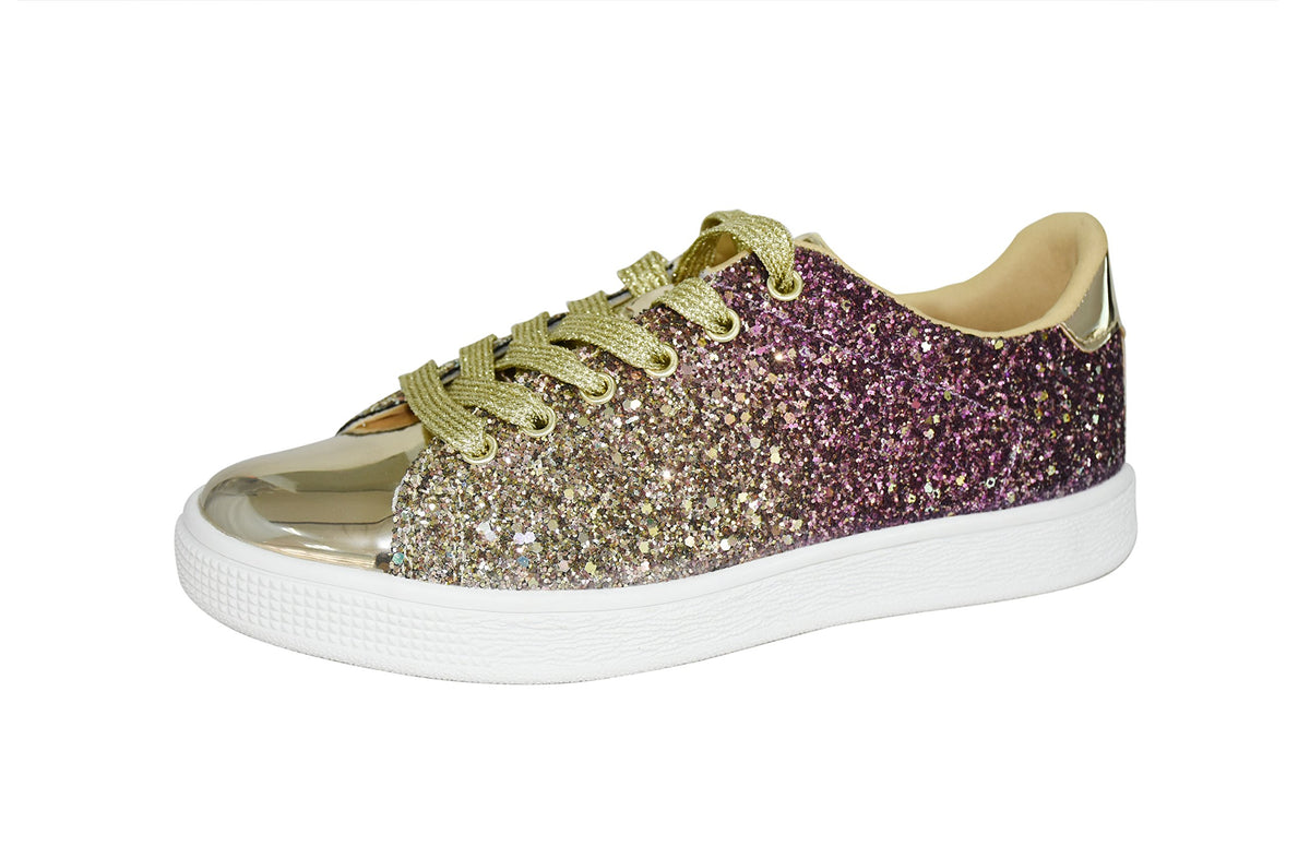 LUCKY STEP Women's Sparkly Glitter Shoes Bling Shiny | Sparkle Bedazzled Fashion Sneaker for Walking Wedding | Dressy Versatile Casual Style