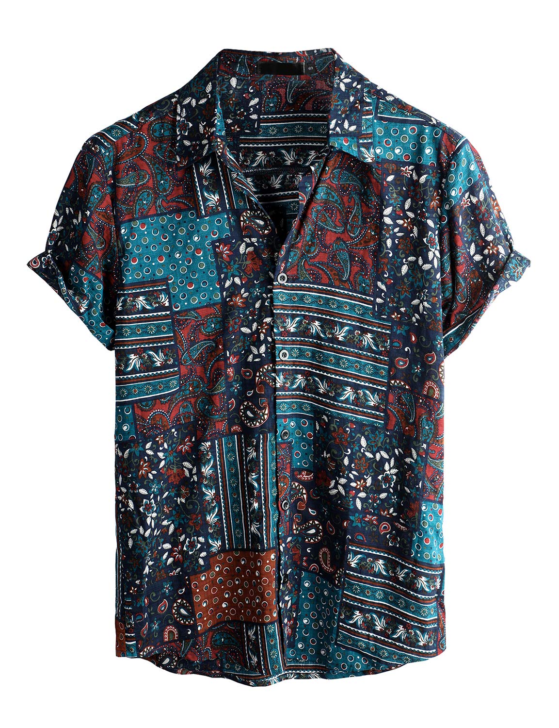 VATPAVE Mens Short Sleeve Button Down Shirts Summer Hawaiian Shirt | Casual Beach Resort Wear, Vintage, Floral Flower Tropical Print, Regular Fit, Holiday, Vacation, Country Concert