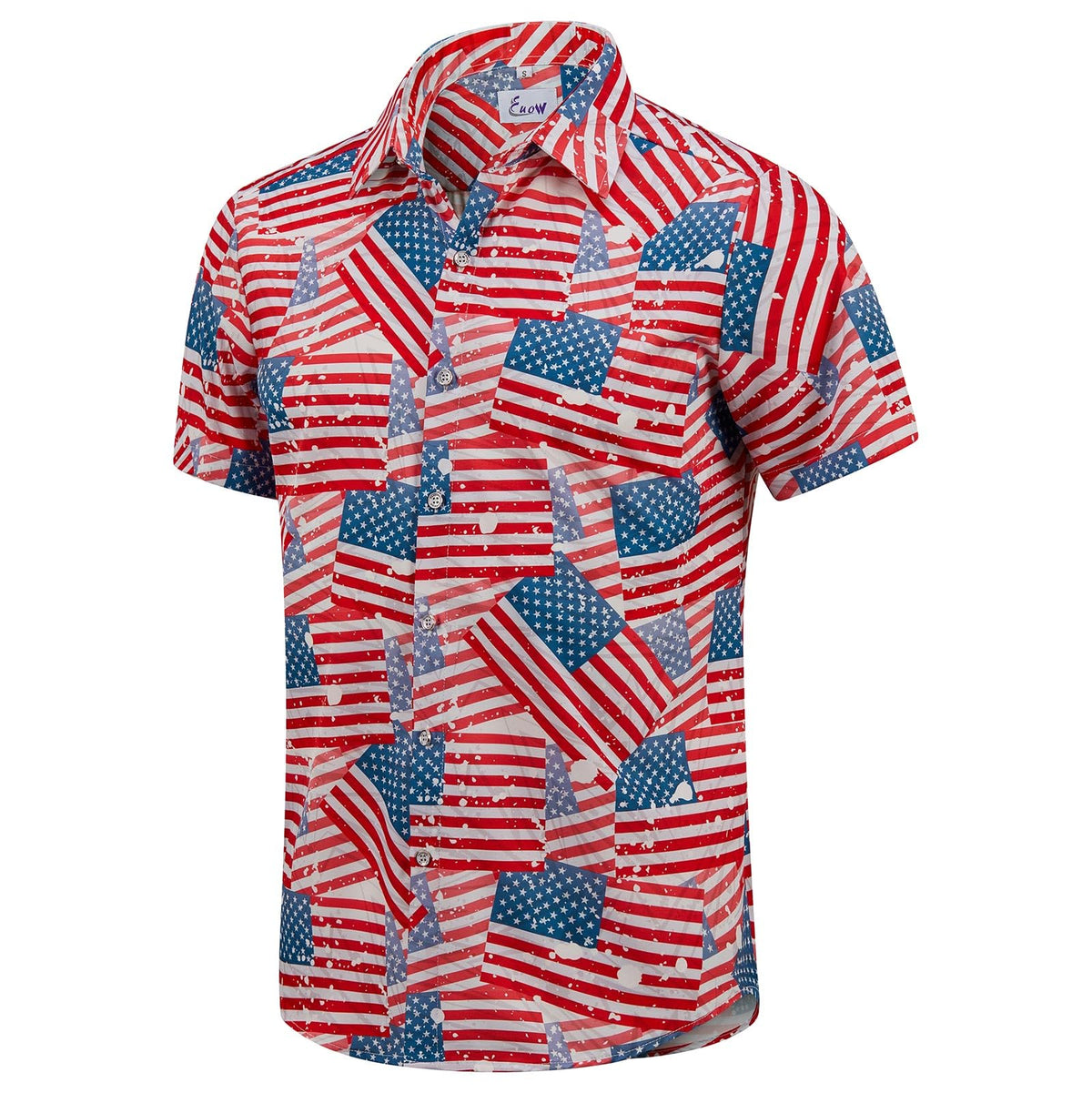 EUOW Men's Hawaiian Shirt Short Sleeve Printed Button Down Beach Shirts
