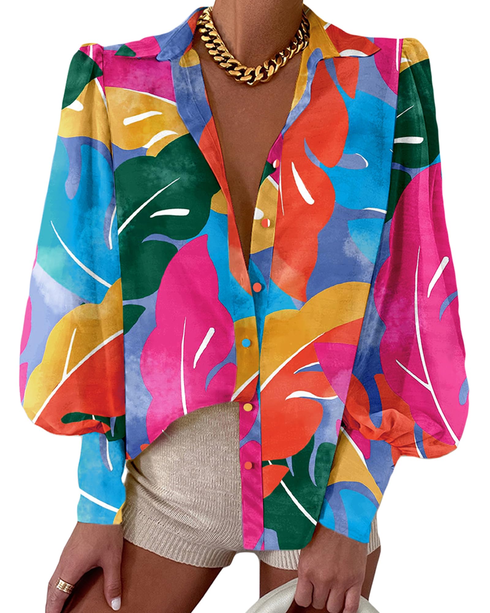 BTFBM Blouses for Women Dressy Casual Long Sleeve Shirts | Lapel V Neck Button Down Shirt, Boho Tops, Disco Outfits, Business Casual Blouse, Fashion Clothing, Summer Fall Clothes 2026