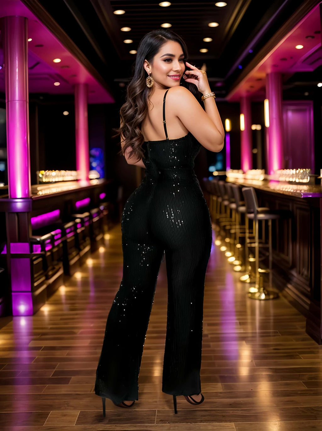 Figdaw Women's Sparkle Rhinestone Jumpsuits for Women Sexy Party Night Out