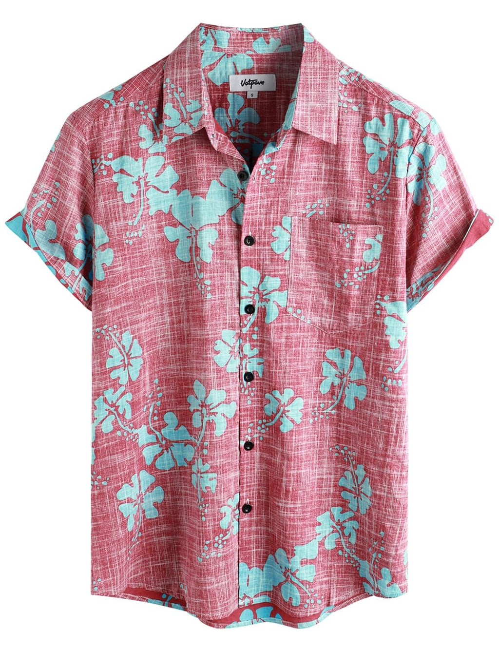 VATPAVE Mens Hawaiian Shirts Casual Summer Short Sleeve Button Down Shirts | Beach, Floral, Front Pocket, Cotton, Tropical, Vacation, Vintage, Printed, Cruise, Collared, Aloha, Party, Reverse Fabric
