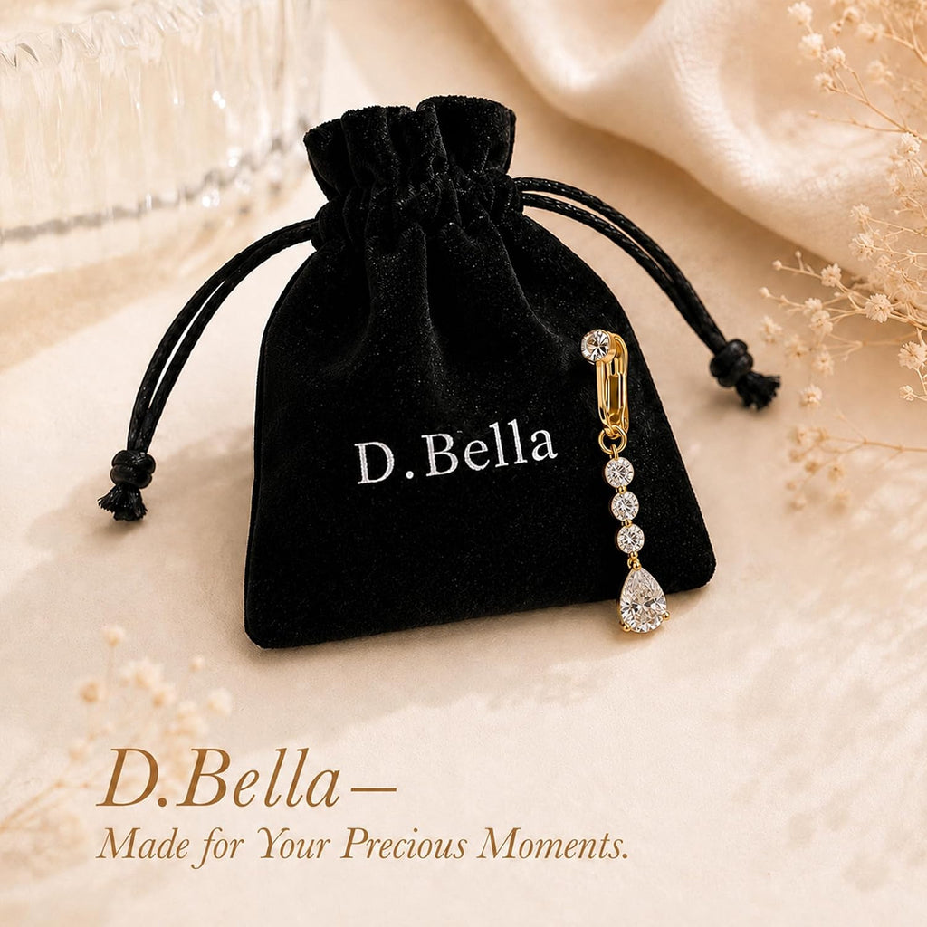 D.Bella Fake Belly Piercing Gold Clip On Belly Button Rings for Women Non Piercing Dangle Navel Jewelry Daily Wear