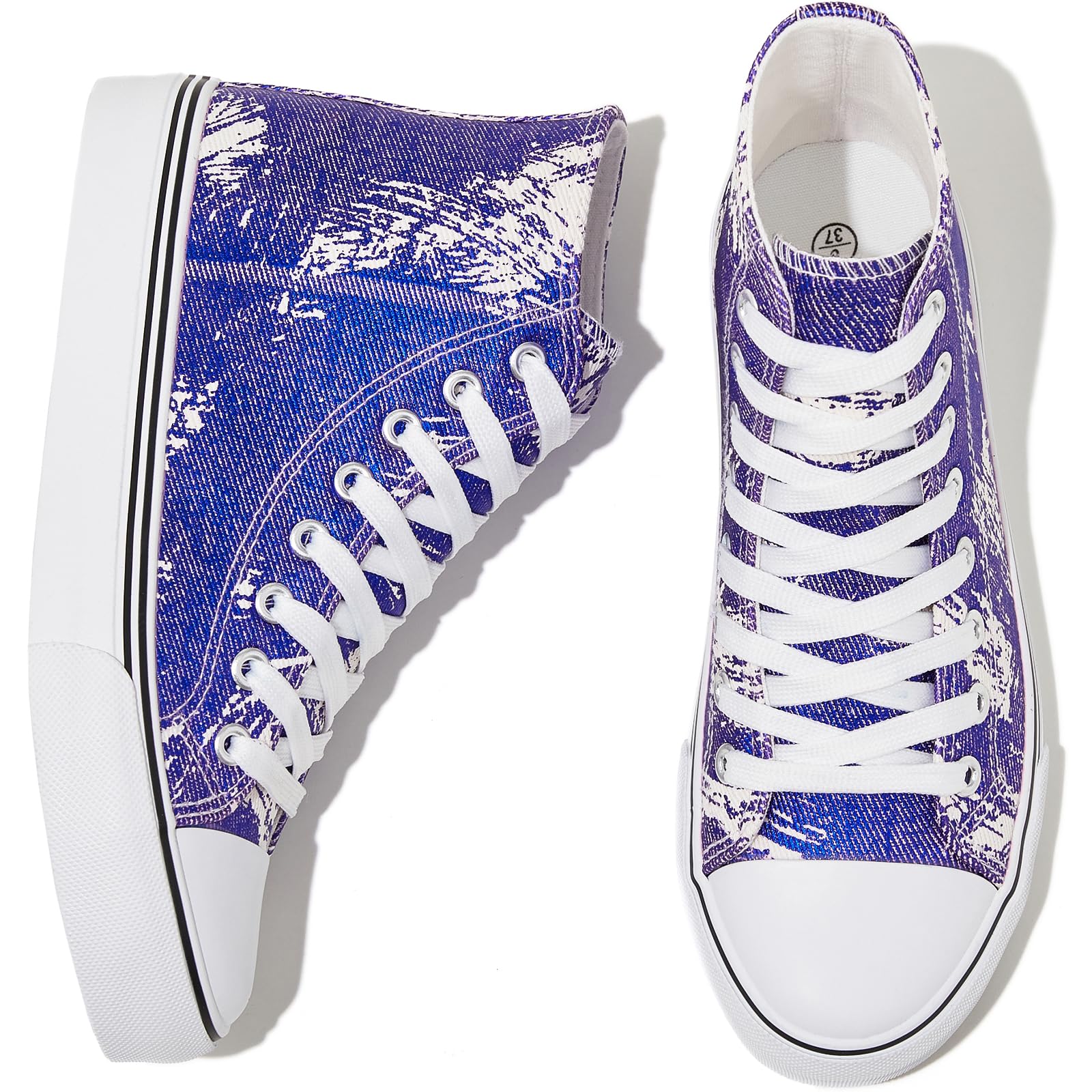 kufeiti Women's High Top Canvas Sneakers Casual Walking Shoes | embroidered,breathable canvas upper,lace up high top,non slip,easy match