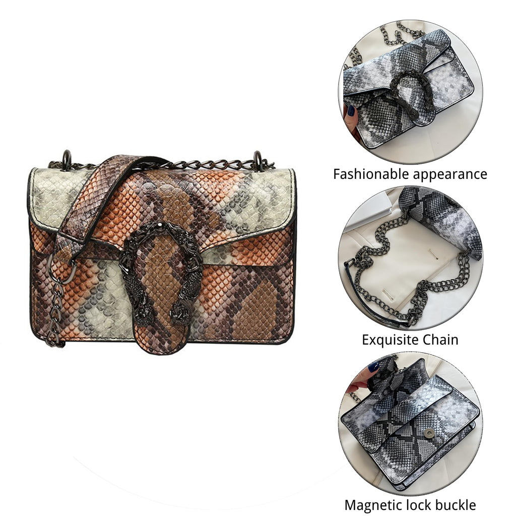 Women Synthetic Leather Crossbody Purse Bags,Fashion Snake Printed Leather Shoulder Bags,Small Clutch Bags