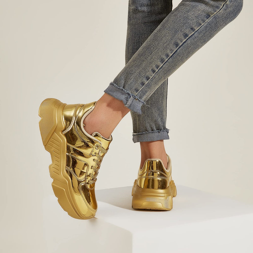 BELOS Women Platform Chunky Sneakers Fashion Dad Sneakers | Casual Lace Up Comfortable Lightweigt Walking Shoes