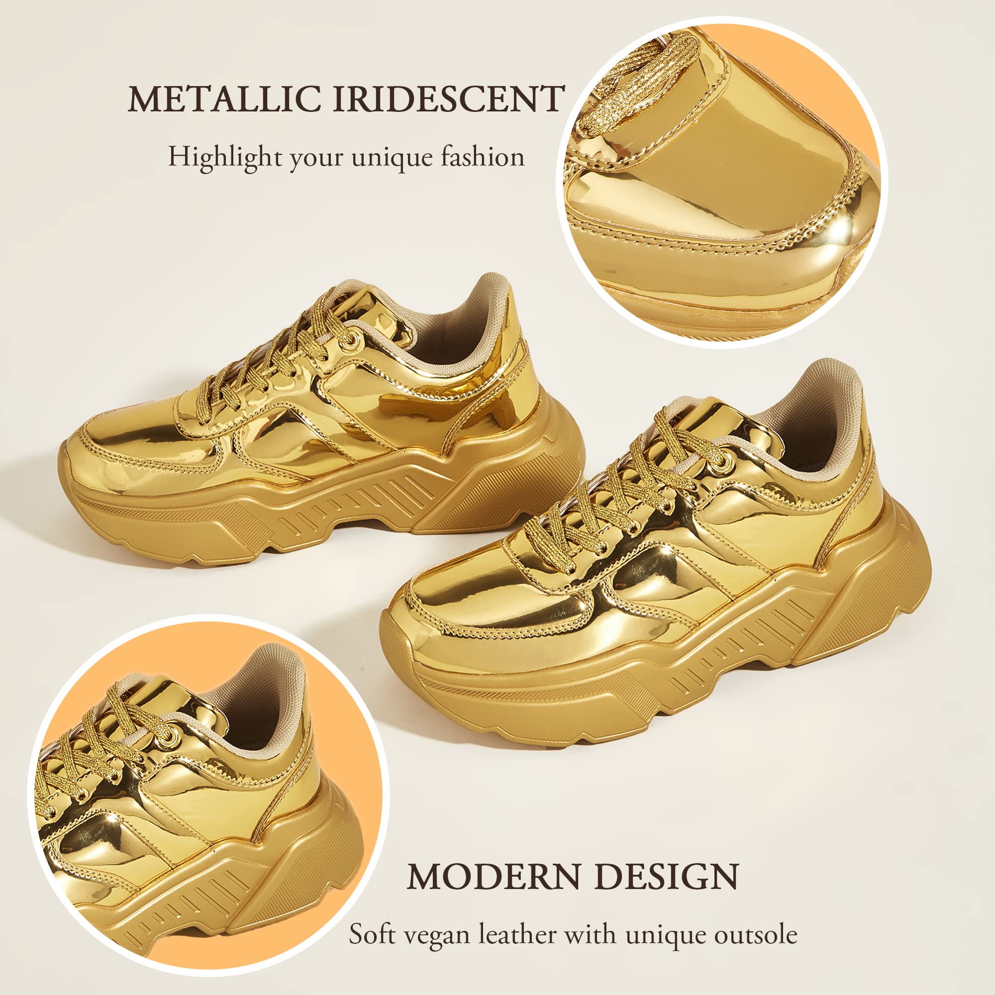 BELOS Women Platform Chunky Sneakers Fashion Dad Sneakers | Casual Lace Up Comfortable Lightweigt Walking Shoes