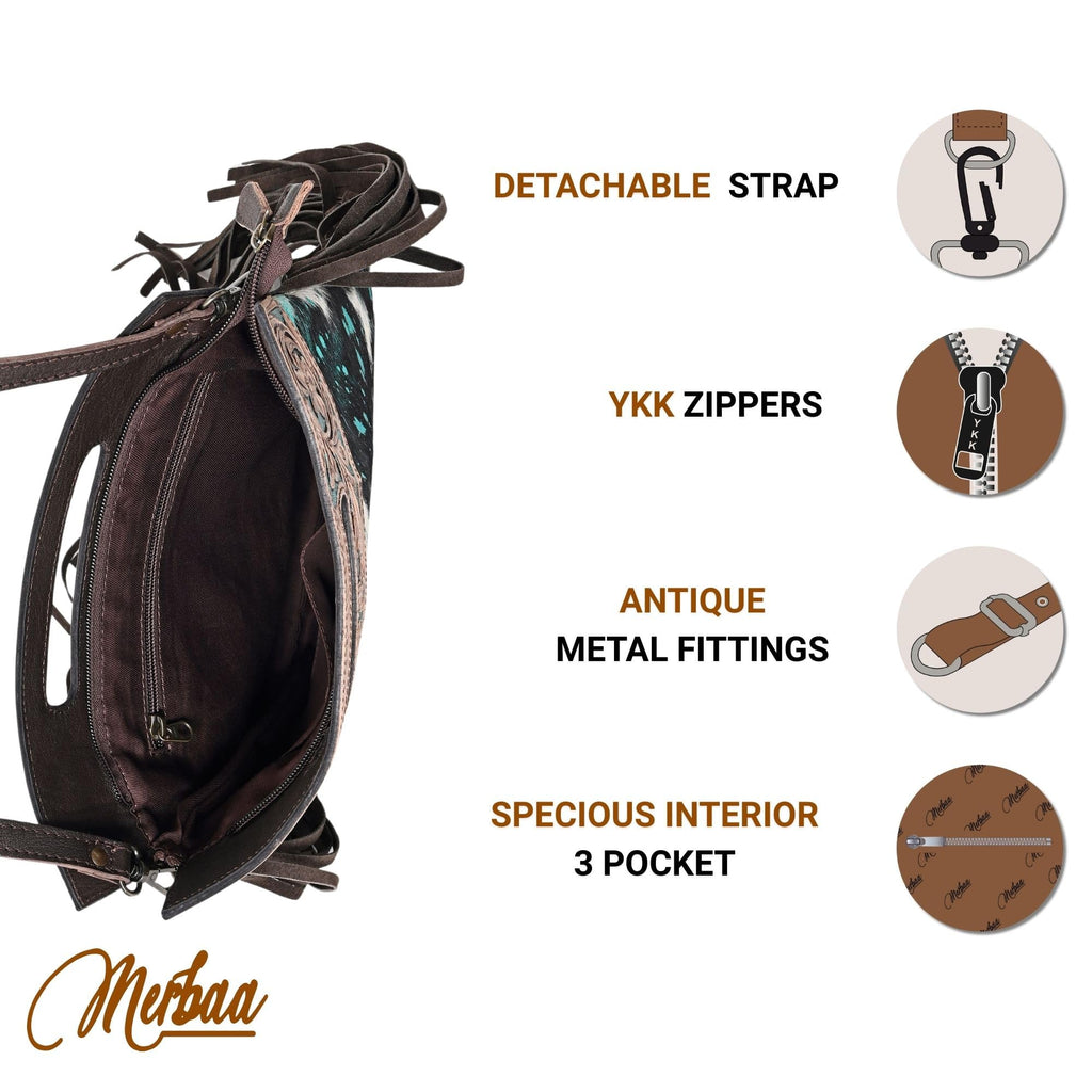 Women Natural Cowhide Leather Crossbody Sling Bag With Adjustable Detachable Strap | Shoulder Bag | Handbag