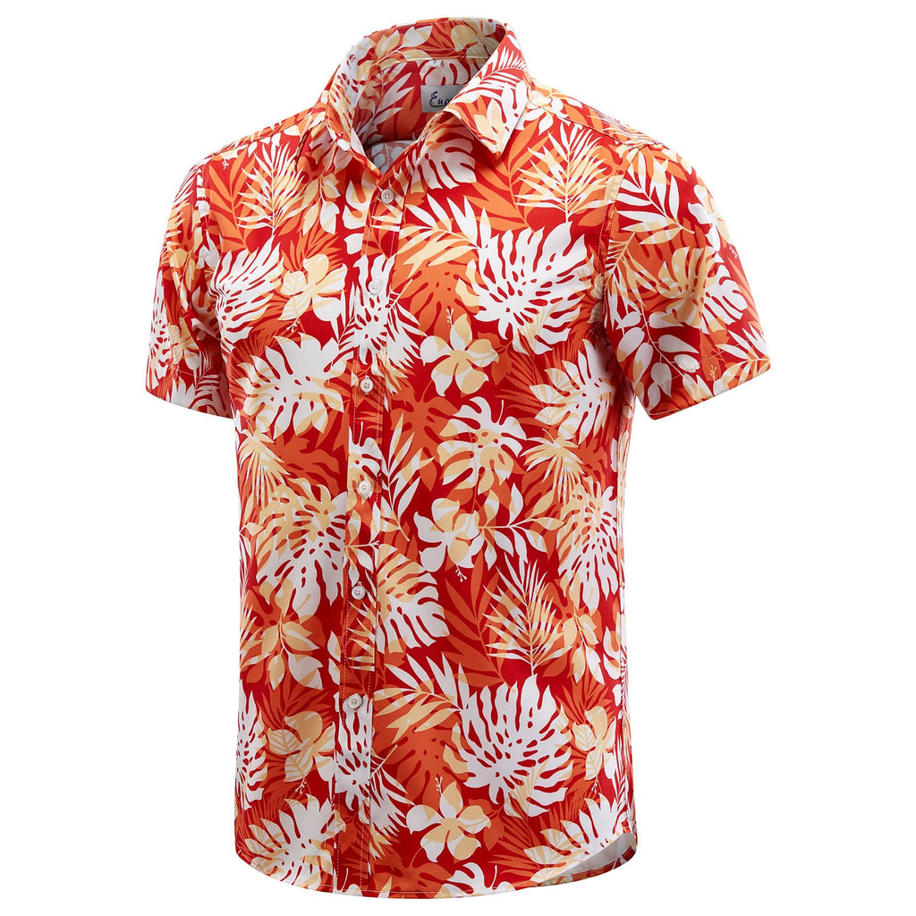 EUOW Men's Hawaiian Shirt Short Sleeve Printed Button Down Beach Shirts