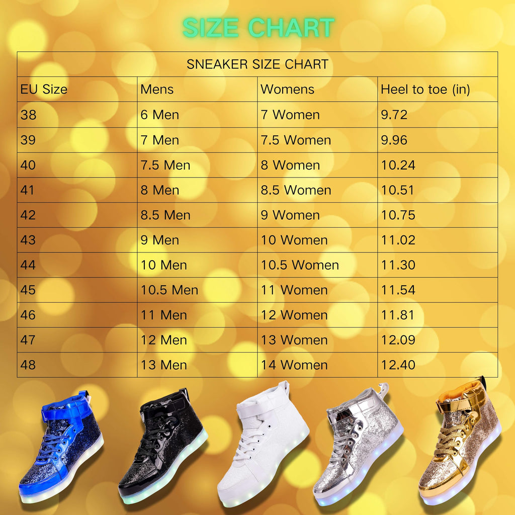 Glitter Led Shoes Light Up Shoes High Top Sneakers for Women Men Flashing Dancing Shoes for Halloween Christmas Party with USB Charging