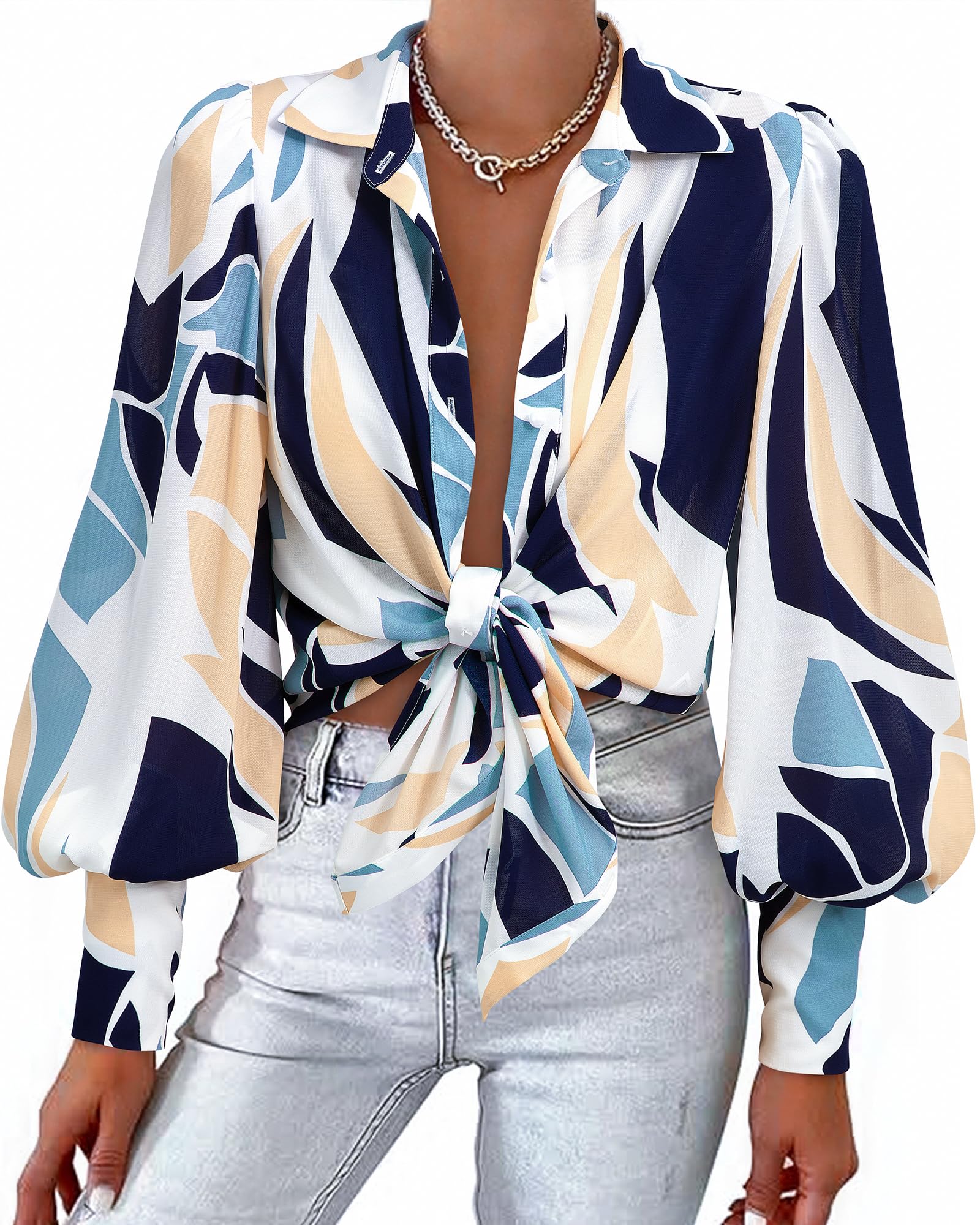 BTFBM Blouses for Women Dressy Casual Long Sleeve Shirts | Lapel V Neck Button Down Shirt, Boho Tops, Disco Outfits, Business Casual Blouse, Fashion Clothing, Summer Fall Clothes 2026