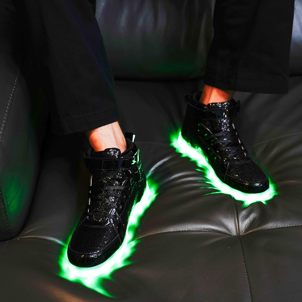 Glitter Led Shoes Light Up Shoes High Top Sneakers for Women Men Flashing Dancing Shoes for Halloween Christmas Party with USB Charging
