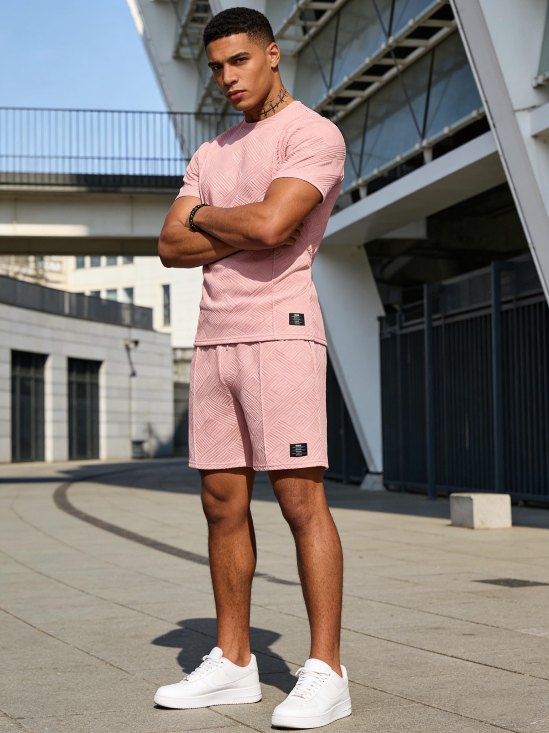 UOUA Men's Shorts Set 2 Piece Summer Outfits Casual Vacation Tracksuits