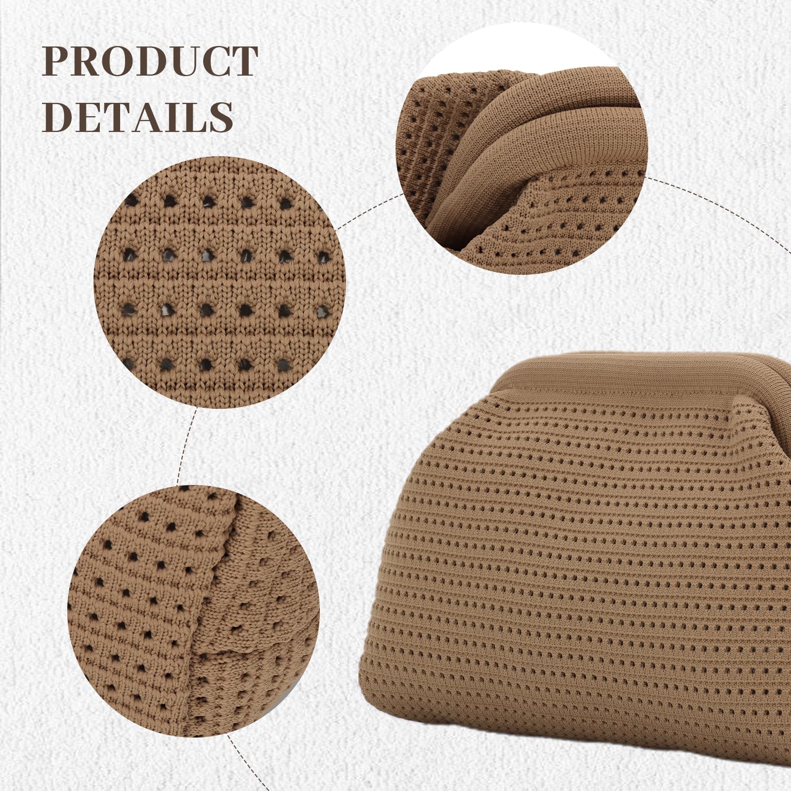 KUANG! Dumpling Clutch Bag for Women Crochet Woven Bags Summer Beach Clutch Crossbody Chain Purses Cloud Handbag
