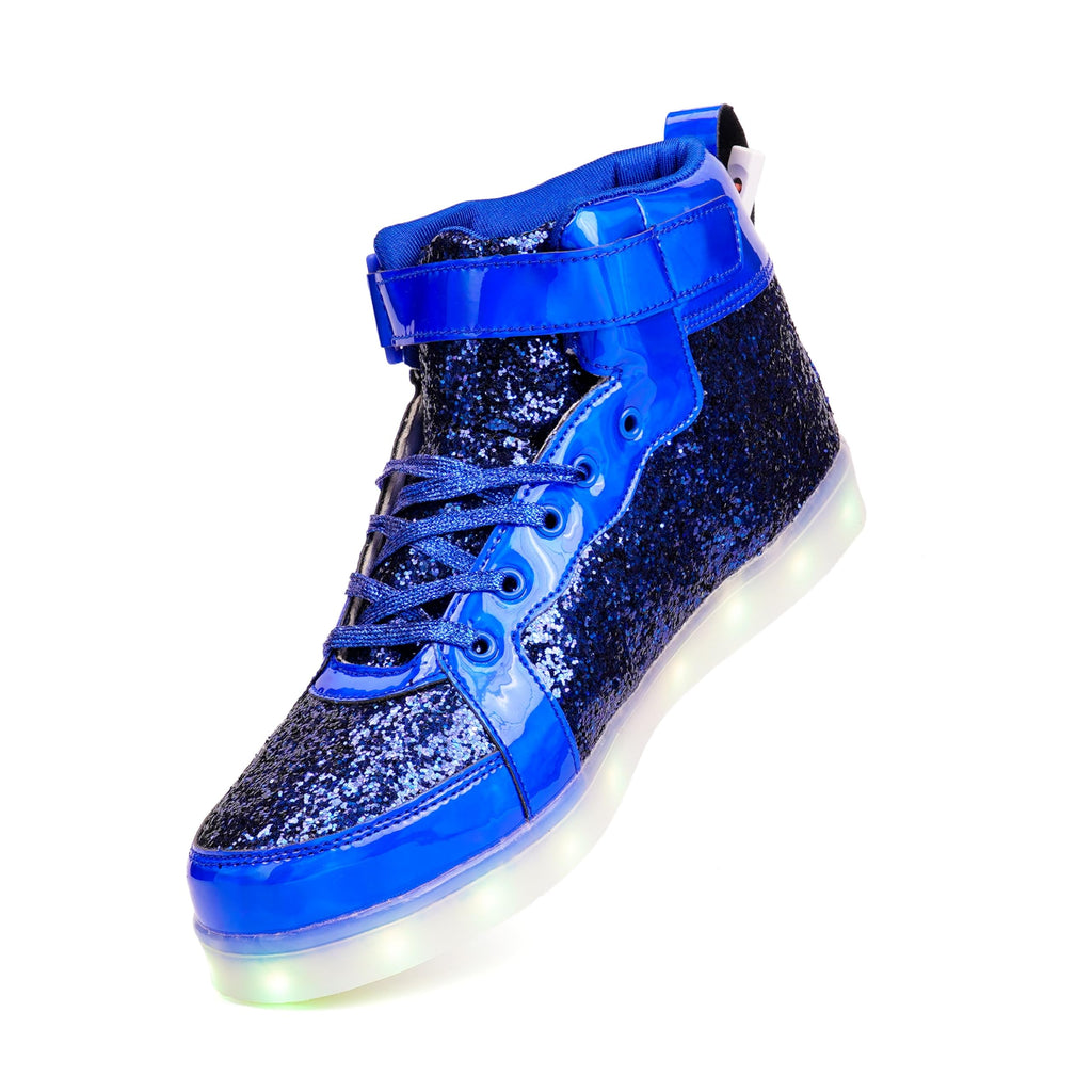 Glitter Led Shoes Light Up Shoes High Top Sneakers for Women Men Flashing Dancing Shoes for Halloween Christmas Party with USB Charging
