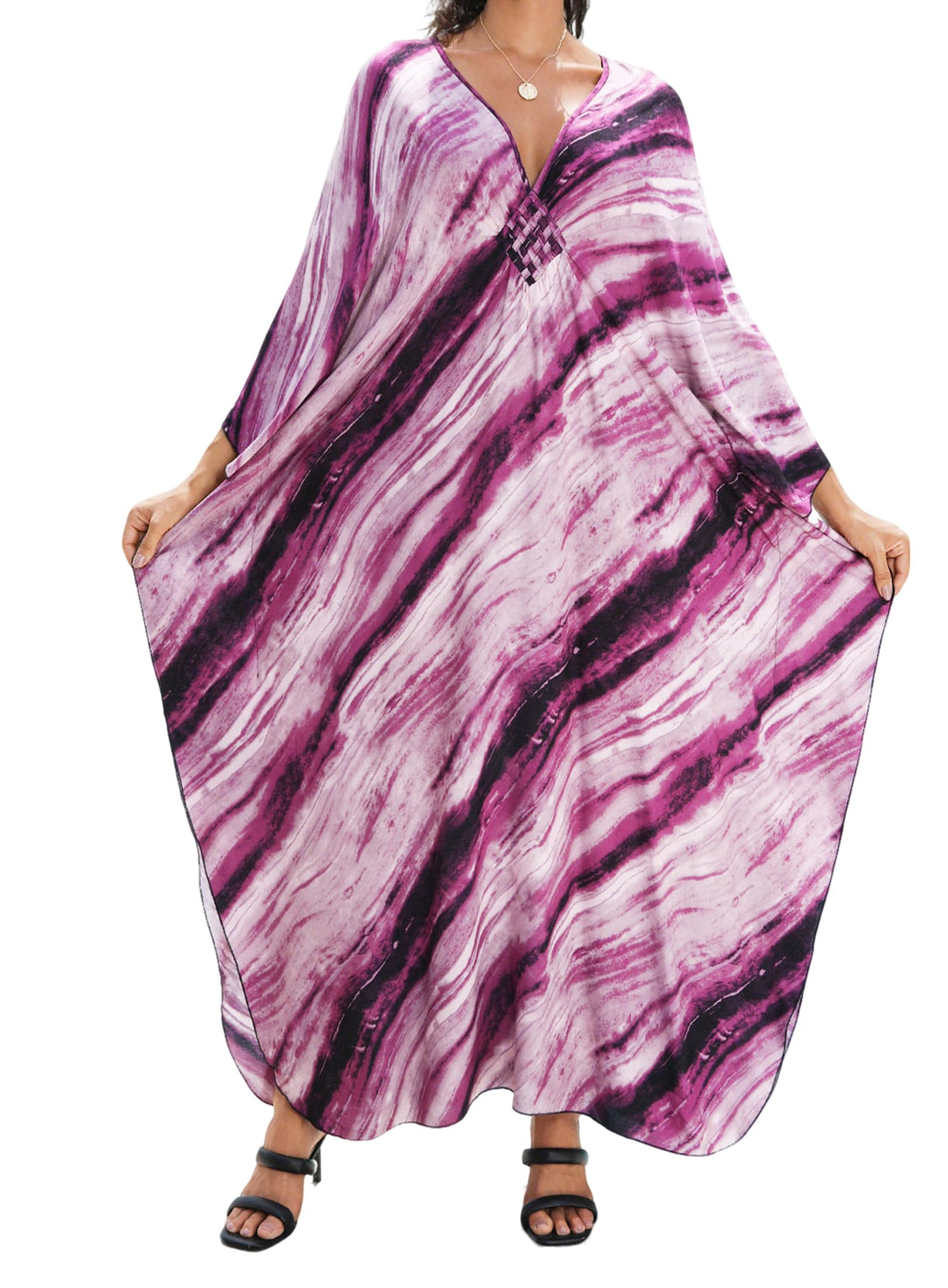 Yanziliu Kaftan Dress for Women,Plus Size Hawaiian Batwing Sleeve Beach Cover Up Summer Swimsuit Dresses