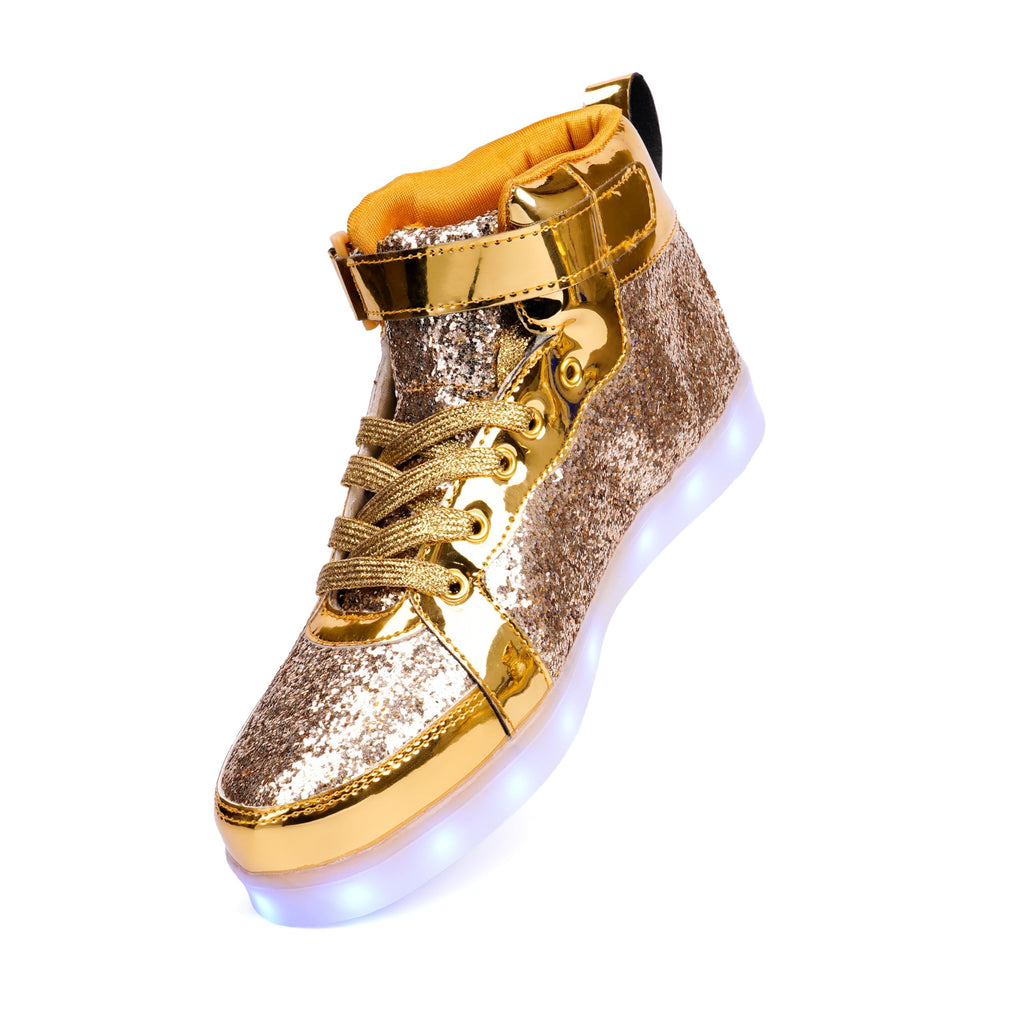 Glitter Led Shoes Light Up Shoes High Top Sneakers for Women Men Flashing Dancing Shoes for Halloween Christmas Party with USB Charging