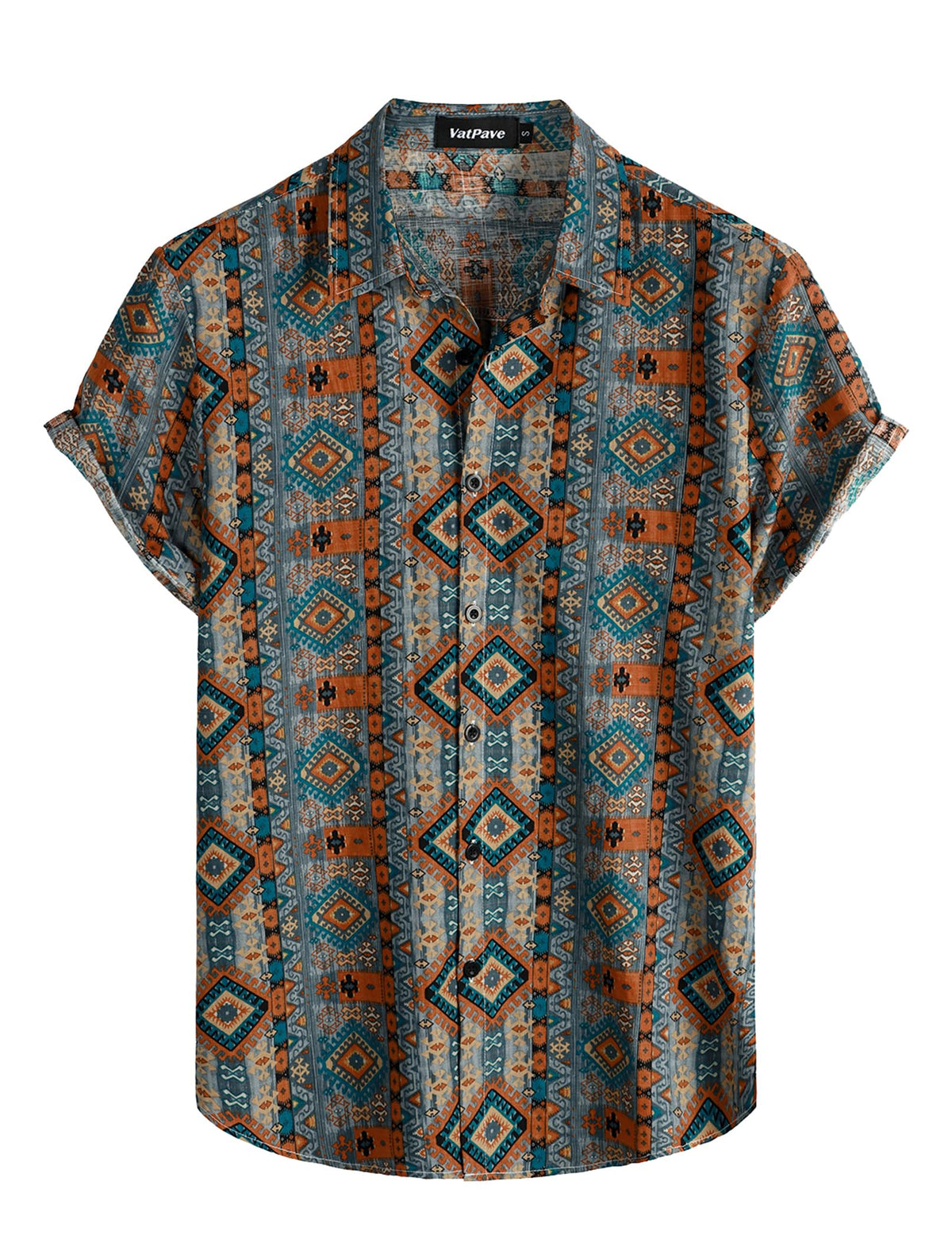 VATPAVE Mens Casual Hawaiian Shirt Short Sleeve Button Down Beach Shirts | Travel, Floral, Print, Vintage, Boho, Hippie, Lightweight, Breathable, Summer, Tropical, Vacation, Festival, Rave, Resort