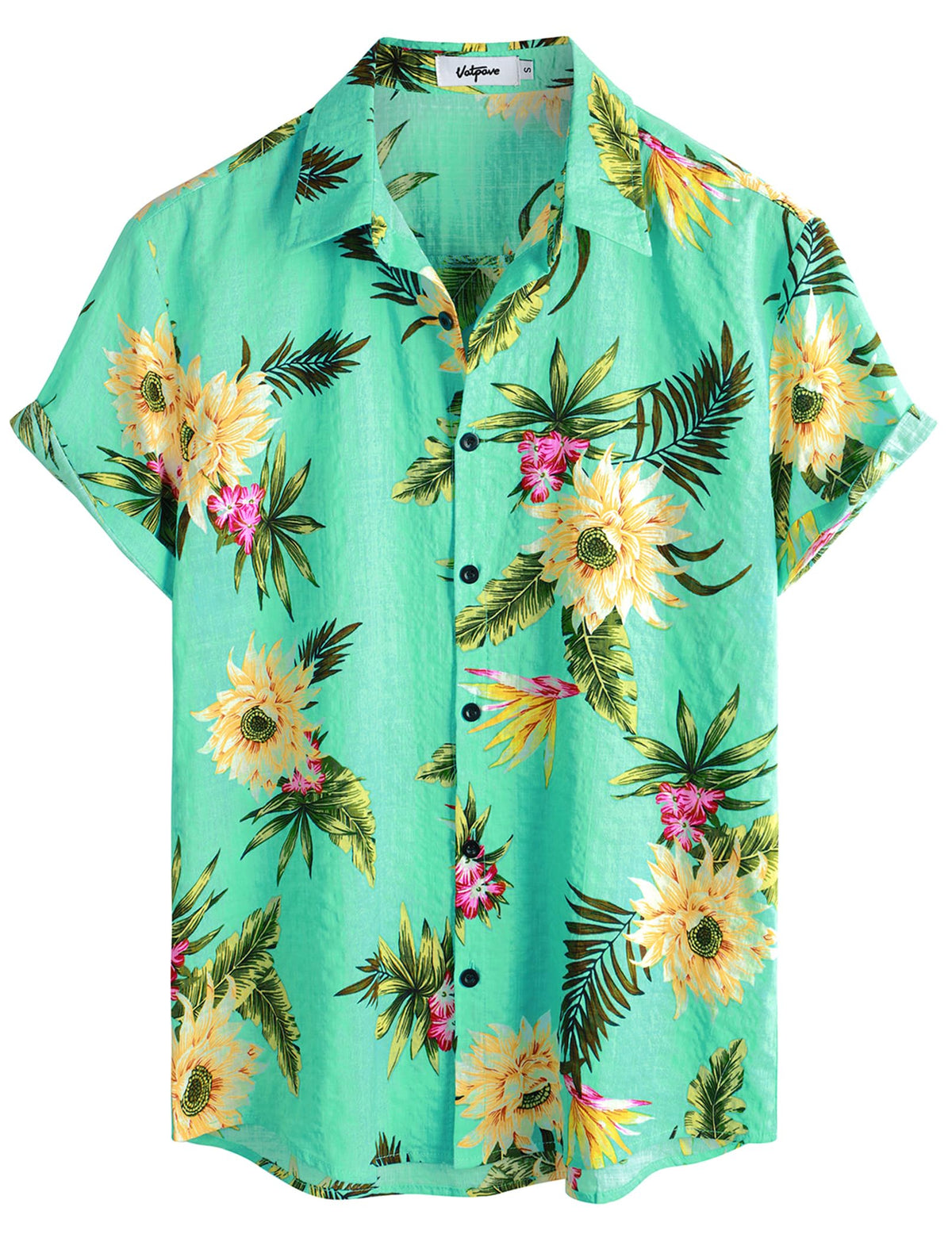 VATPAVE Mens Casual Hawaiian Shirt Short Sleeve Button Down Beach Shirts | Travel, Floral, Print, Vintage, Boho, Hippie, Lightweight, Breathable, Summer, Tropical, Vacation, Festival, Rave, Resort