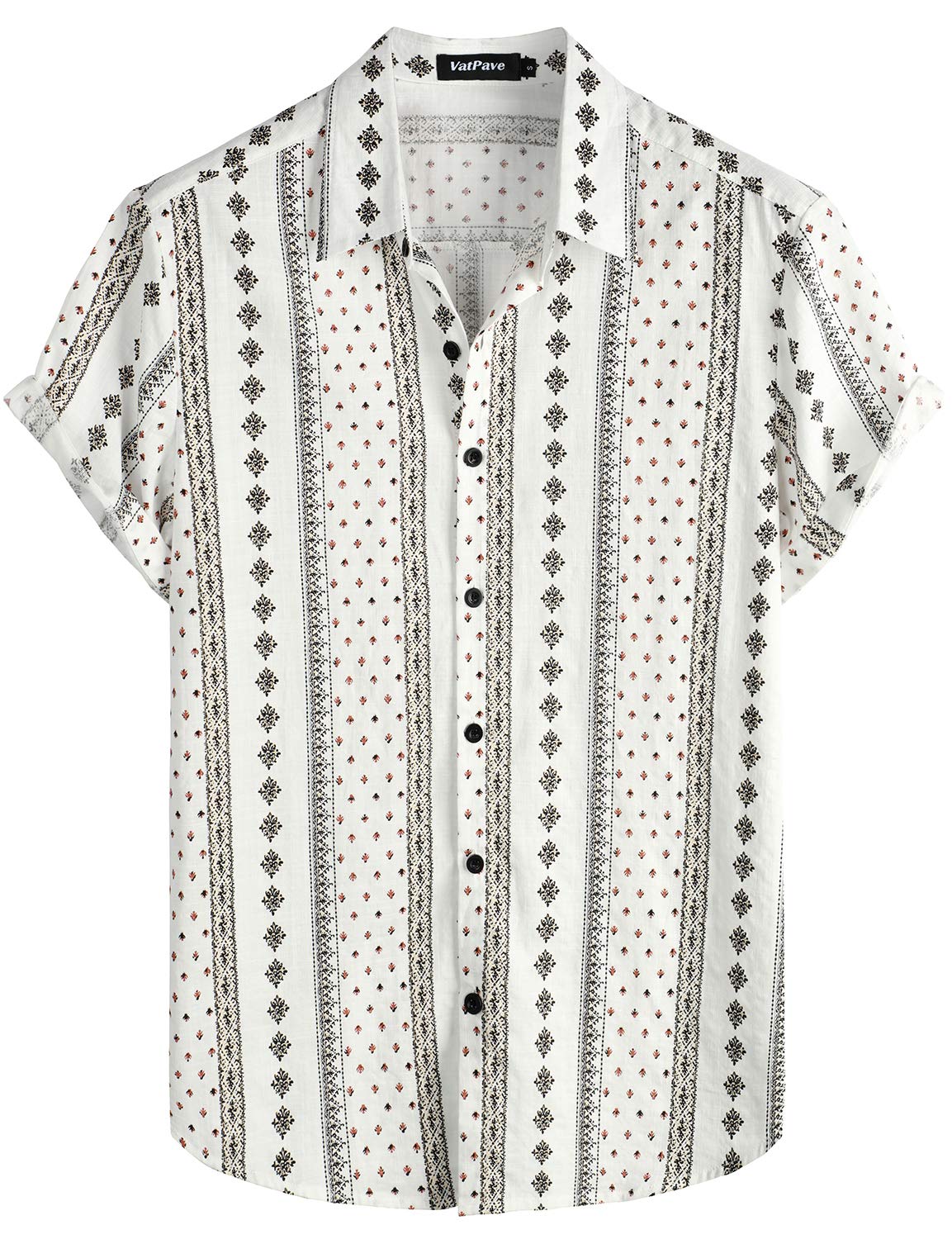 VATPAVE Mens Short Sleeve Button Down Shirts Summer Hawaiian Shirt | Casual Beach Resort Wear, Vintage, Floral Flower Tropical Print, Regular Fit, Holiday, Vacation, Country Concert