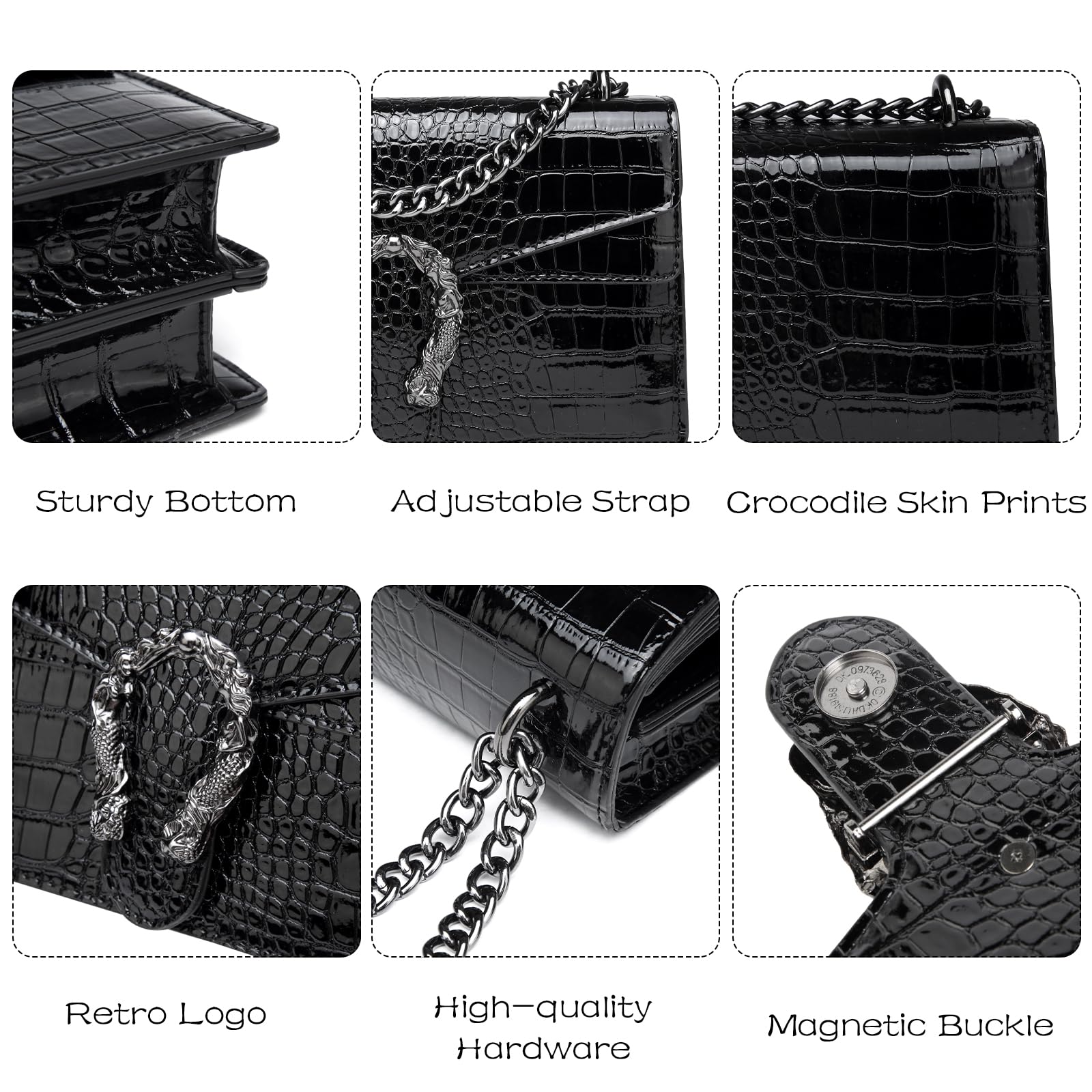MYHOZEE Crossbody Bags for Women - Snake Printed Clutch Purses Leather Chain Shoulder Bags Evening Handbags