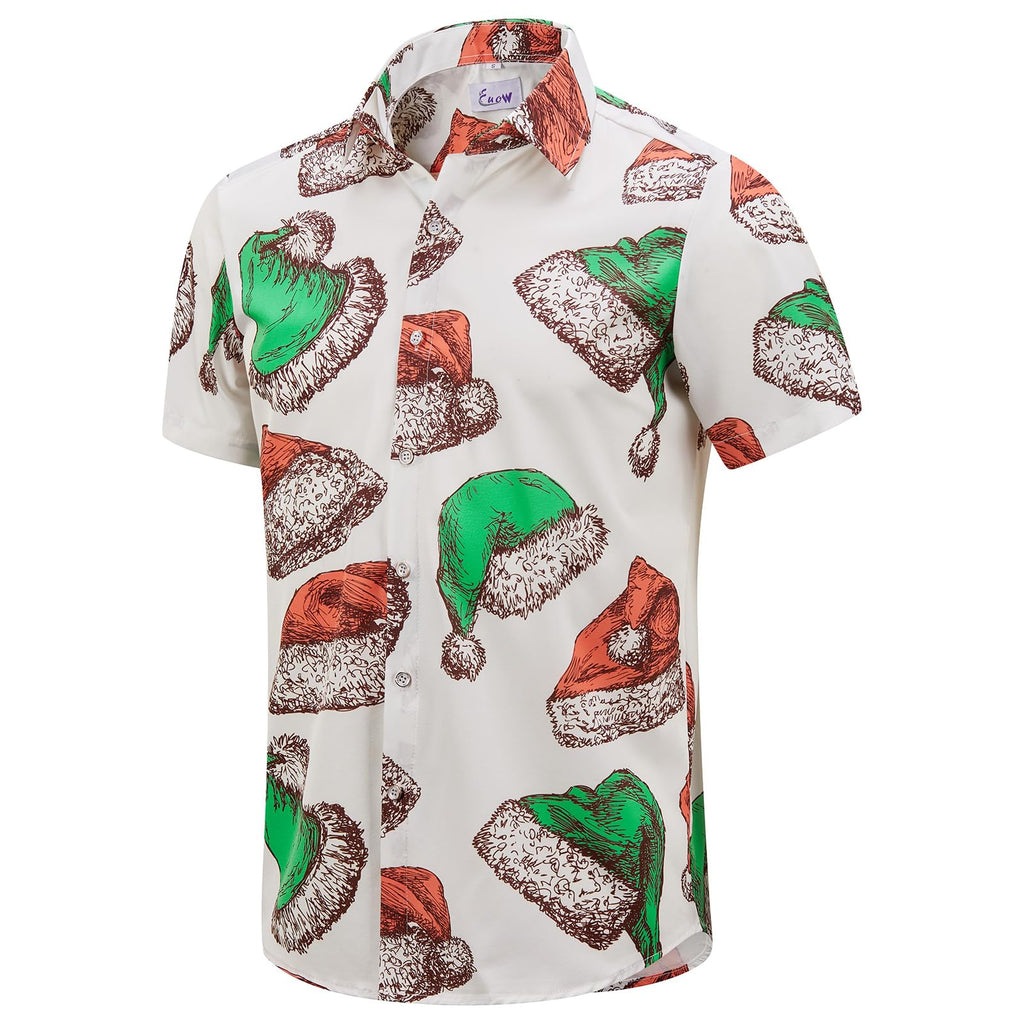 EUOW Men's Hawaiian Shirt Short Sleeve Printed Button Down Beach Shirts