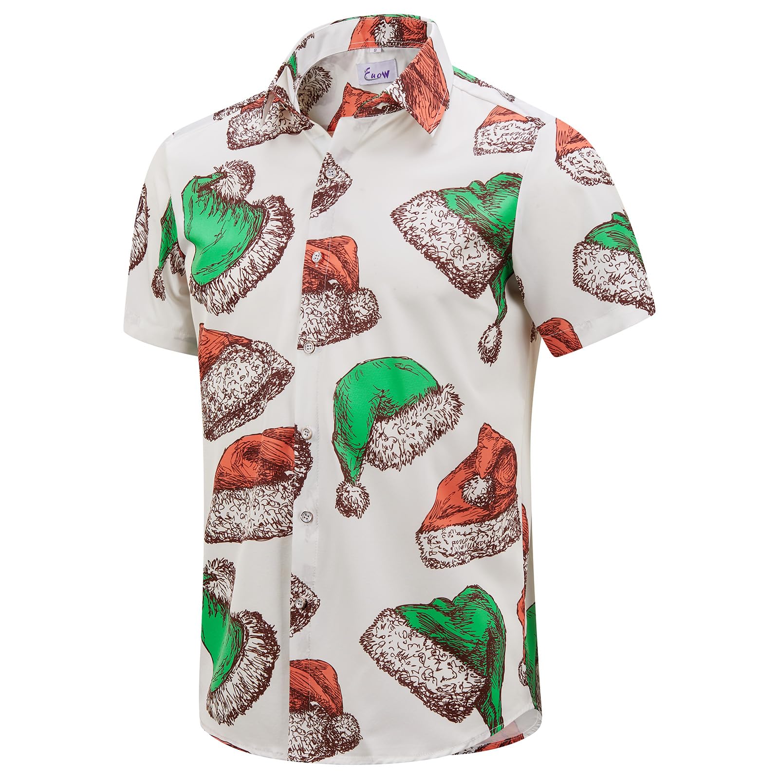 EUOW Men's Hawaiian Shirt Short Sleeve Printed Button Down Beach Shirts